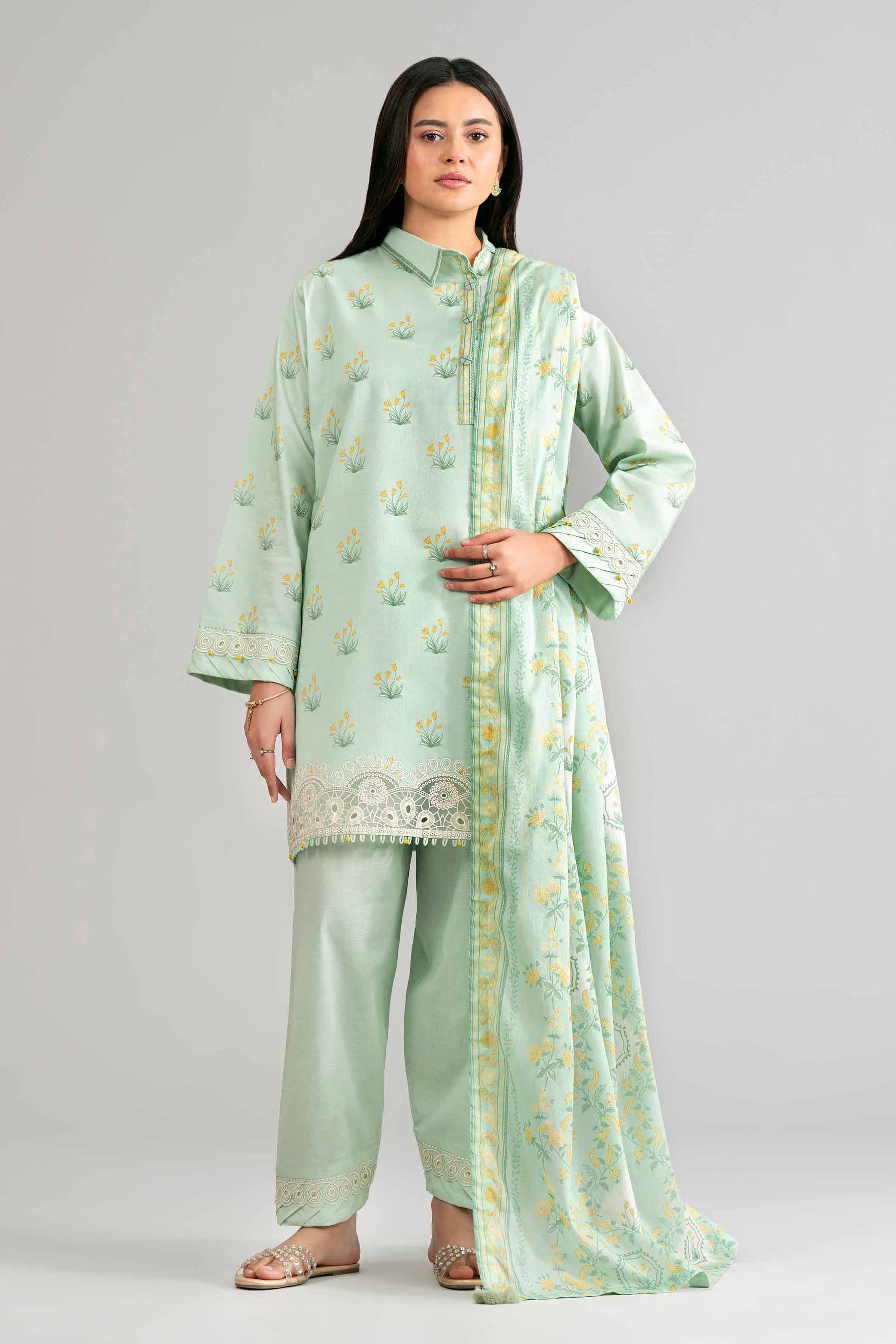 3 Piece - Printed Embroidered Suit - 42601861 for Women - Unstitched Collection | Nishat | Shop Online