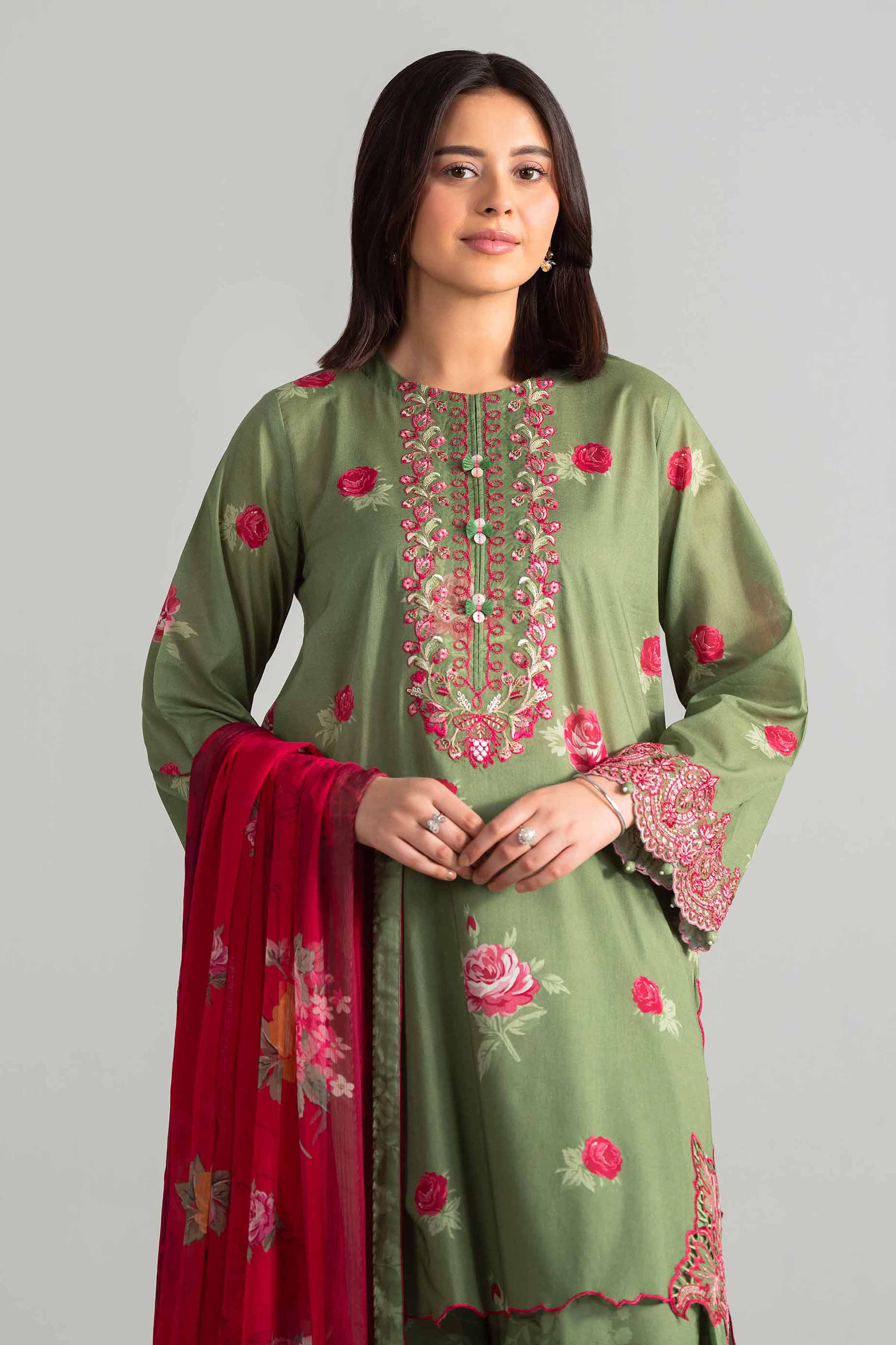 3 Piece - Digital Printed Embroidered Suit - 42601911