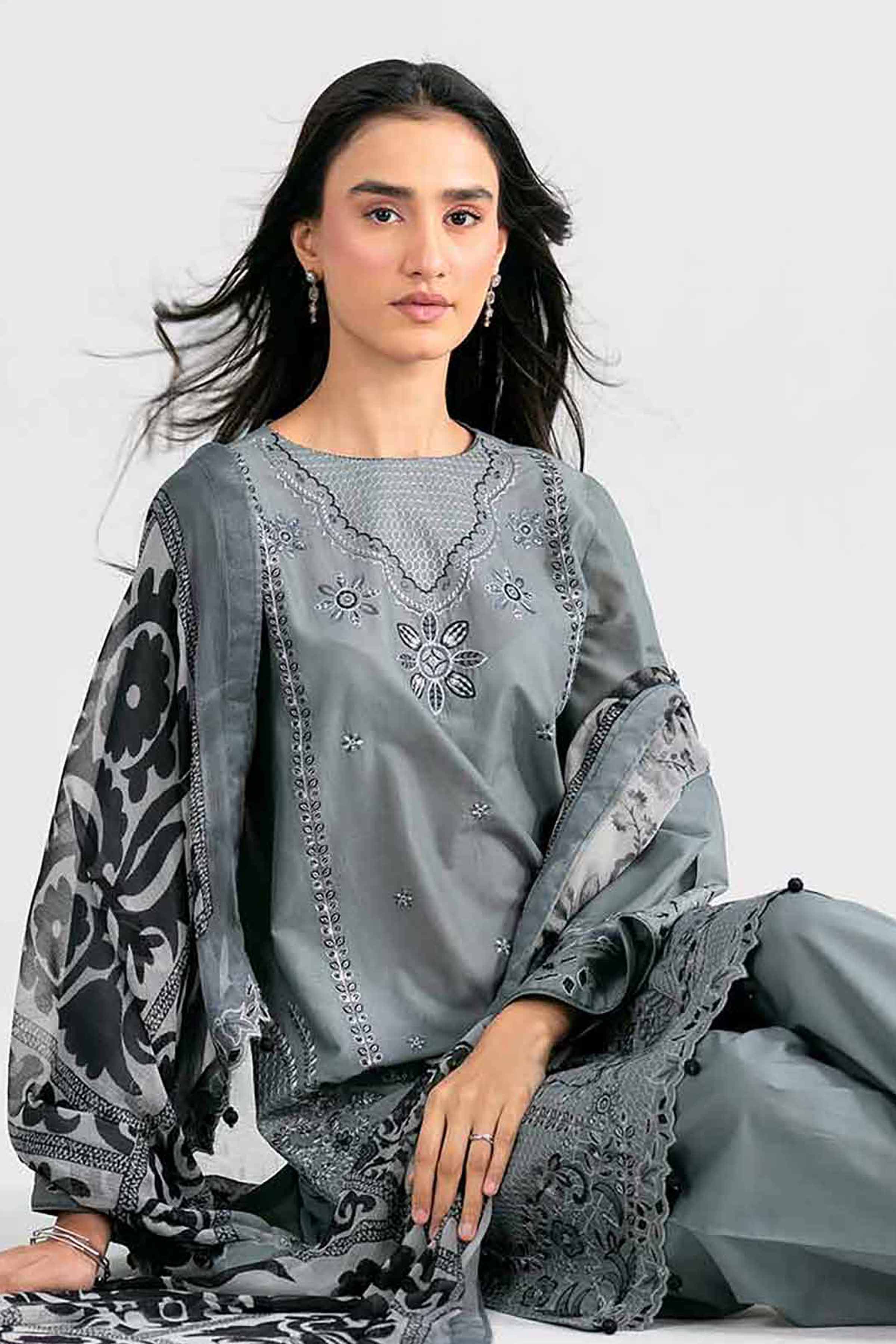 3 Piece - Digital Printed Embroidered Suit - 42601987 for Women - Unstitched Collection | Nishat | Shop Online