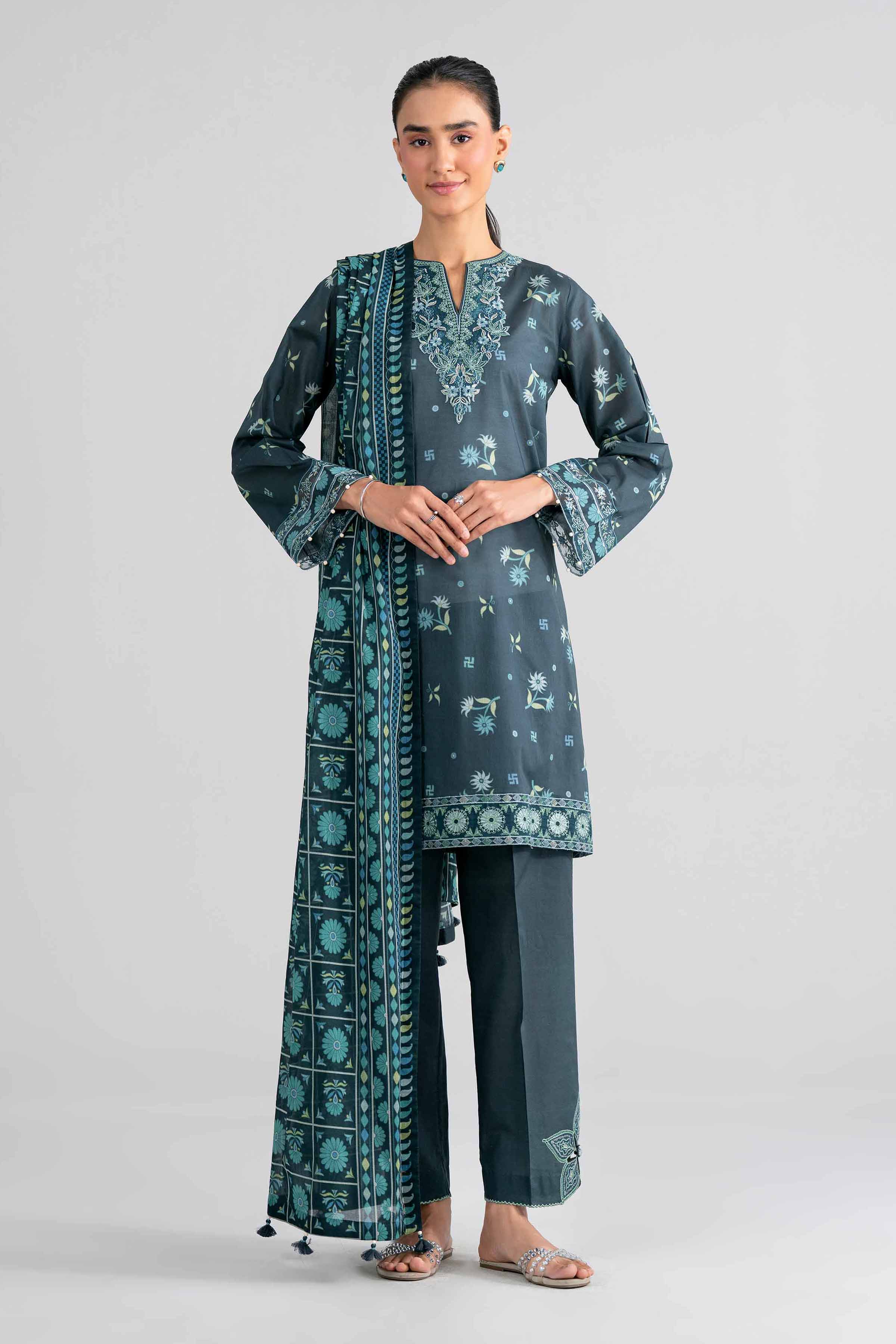 3 Piece - Printed Embroidered Suit - 42602017 for Women - Unstitched Collection | Nishat | Shop Online