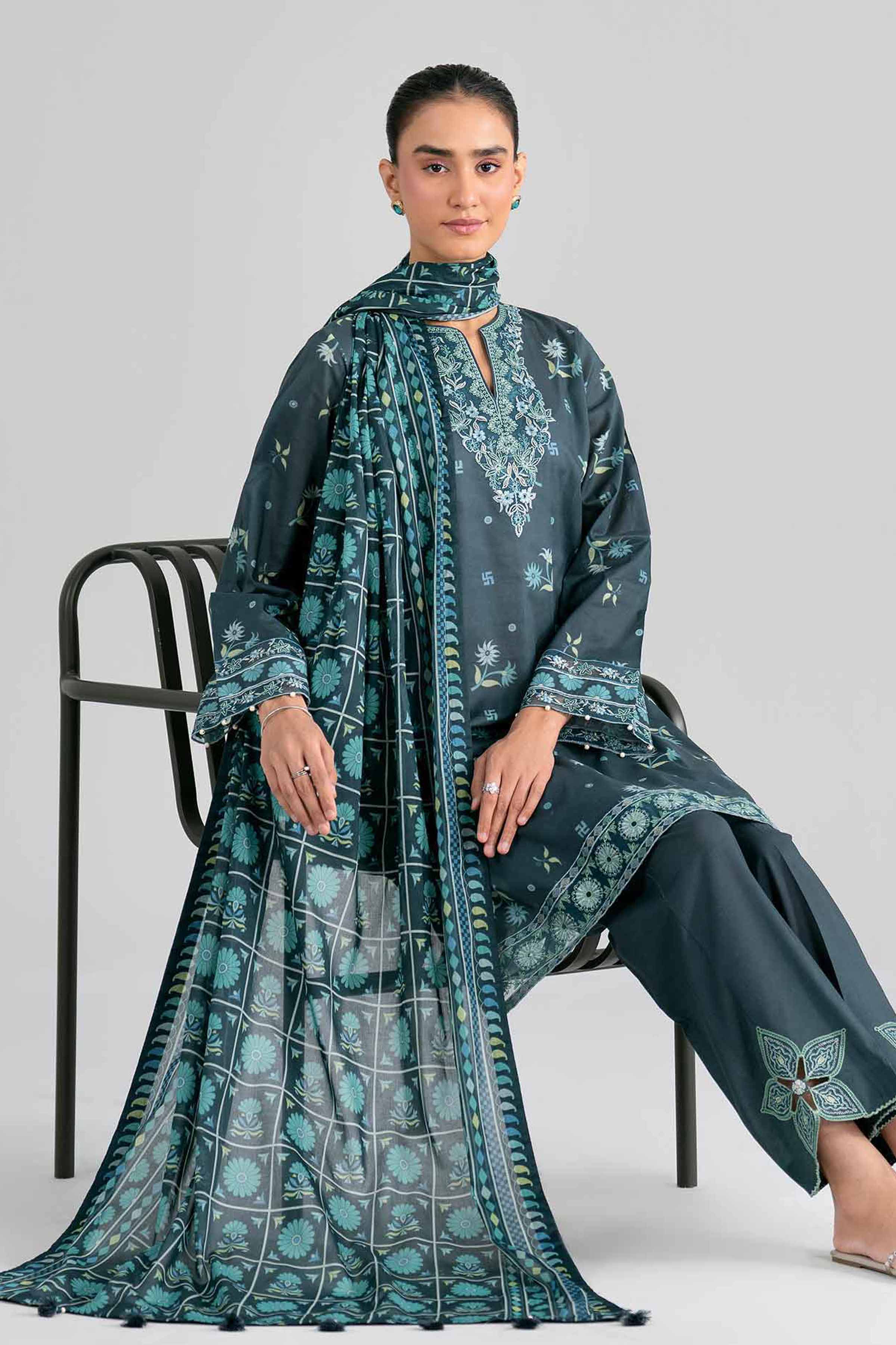 3 Piece - Printed Embroidered Suit - 42602017 for Women - Unstitched Collection | Nishat | Shop Online