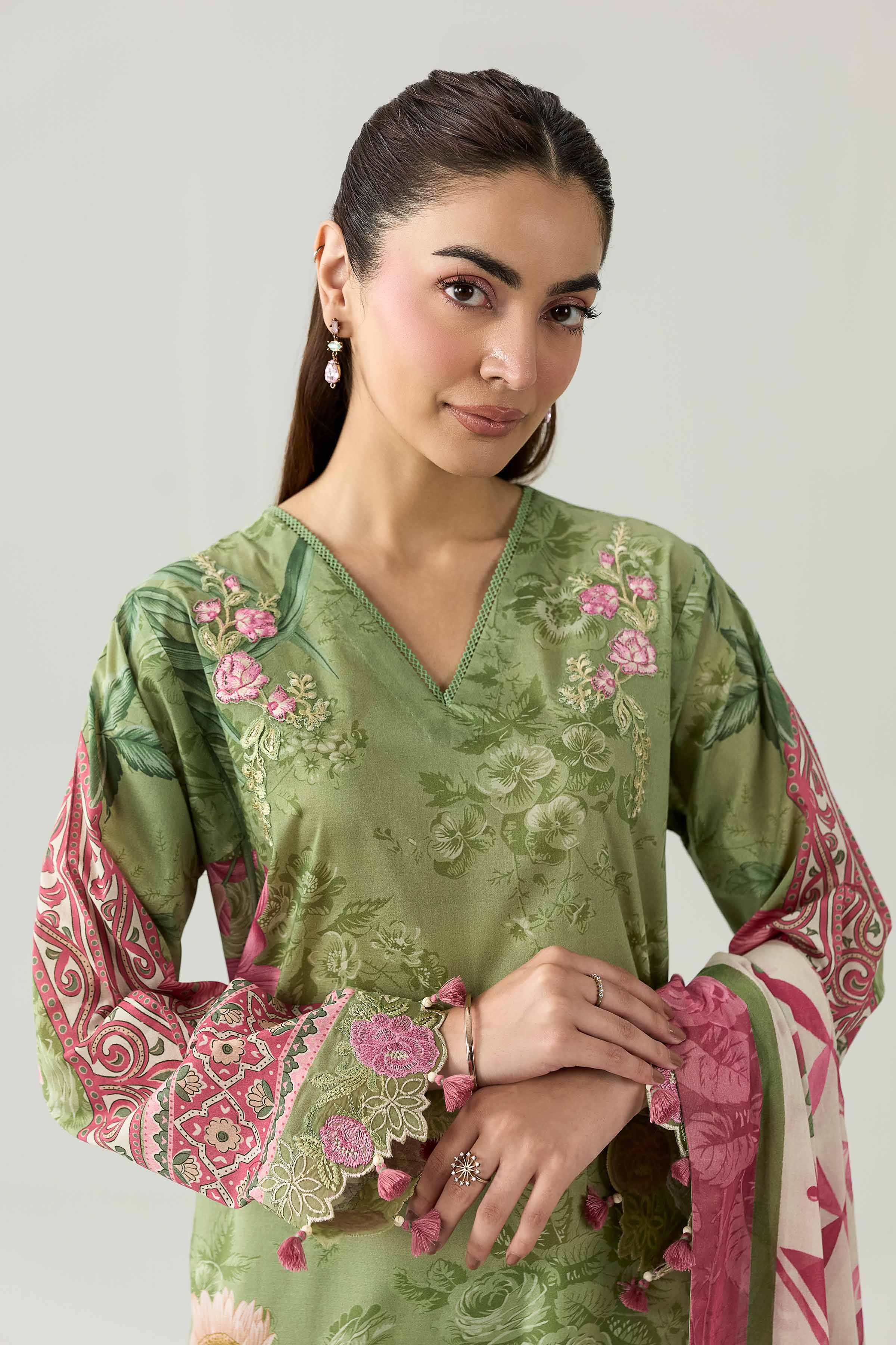 3 Piece - Digital Printed Embroidered Suit - 42602096