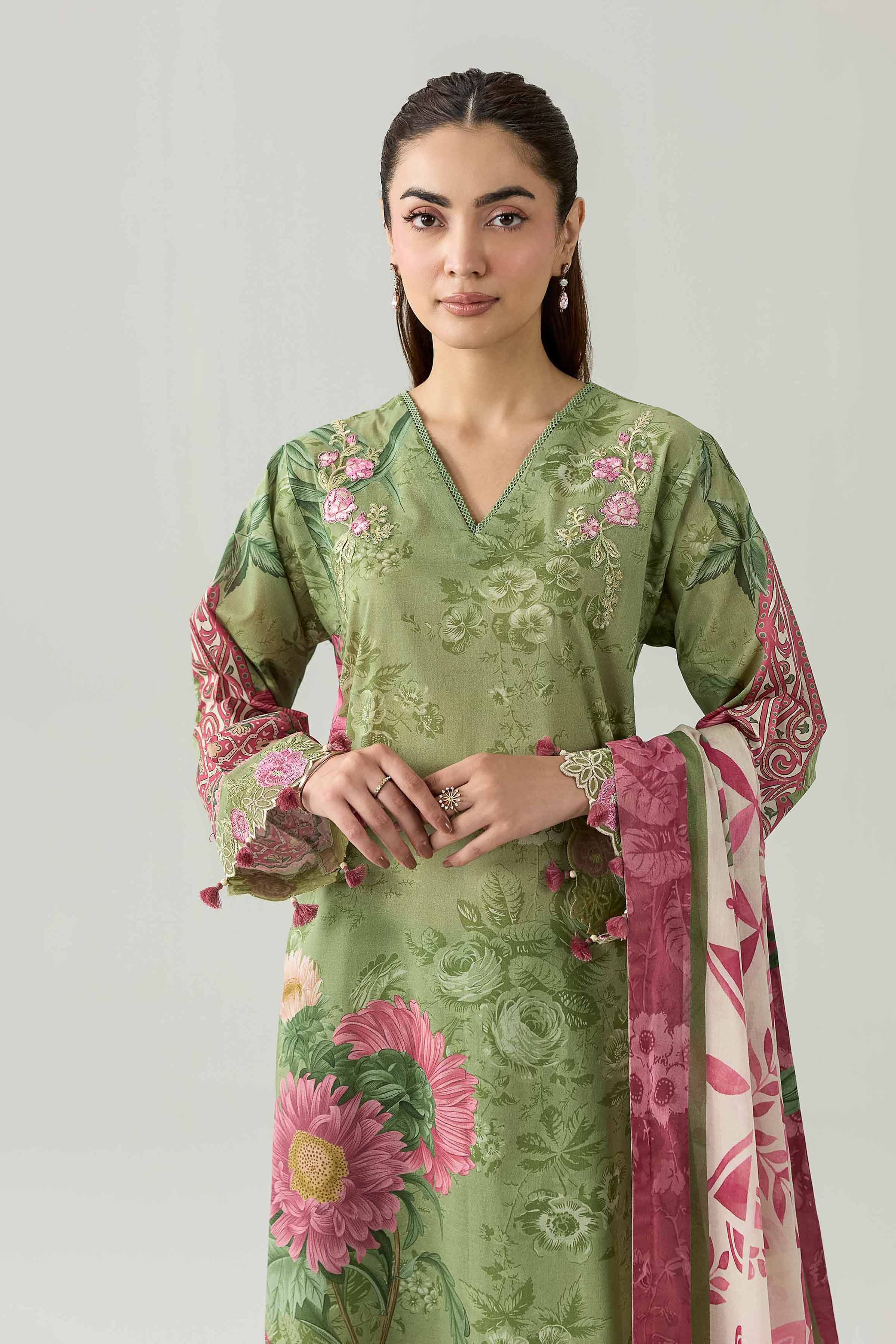 3 Piece - Digital Printed Embroidered Suit - 42602096