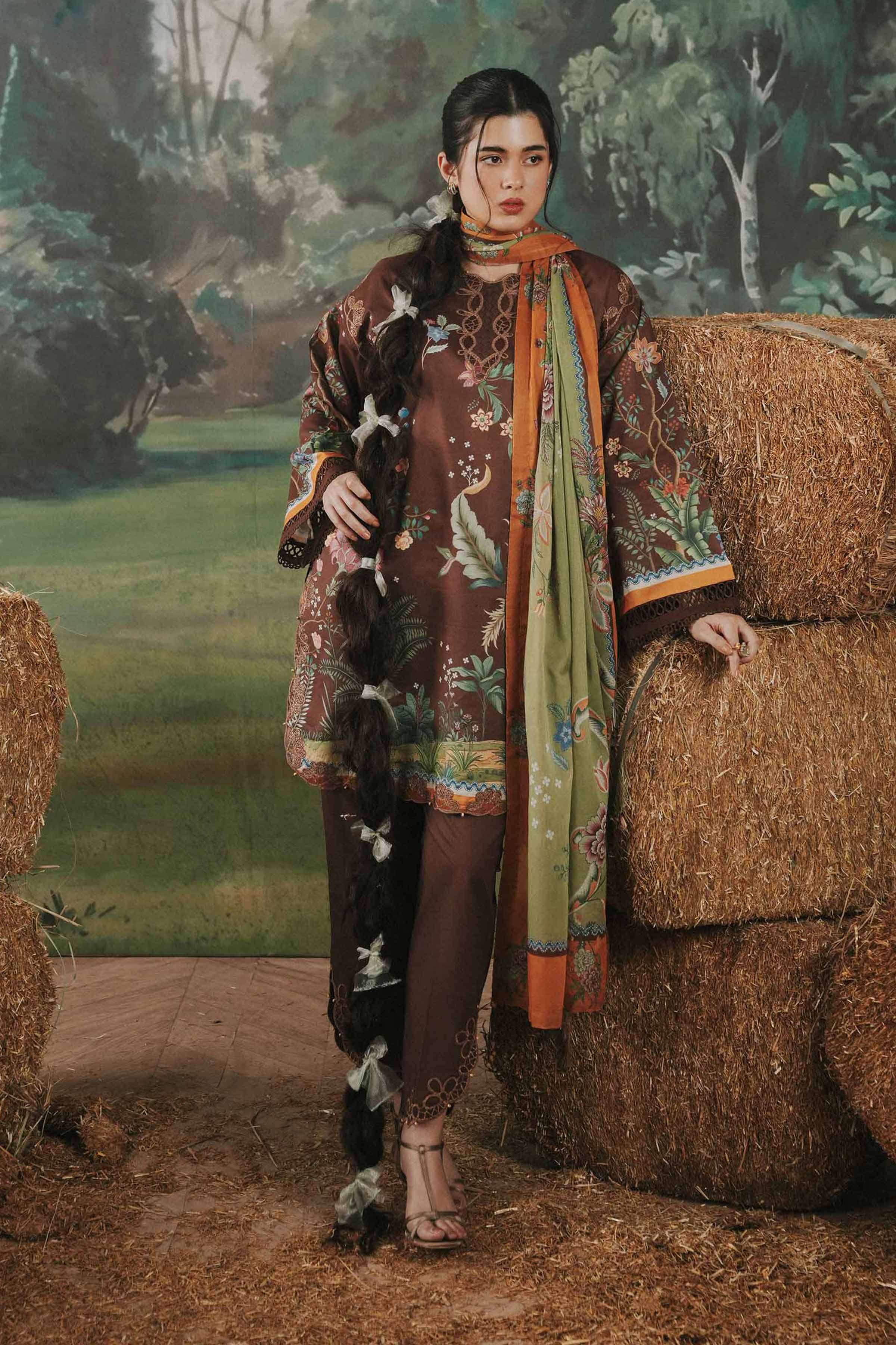 3 Piece - Digital Printed Embroidered Suit - 42602097
