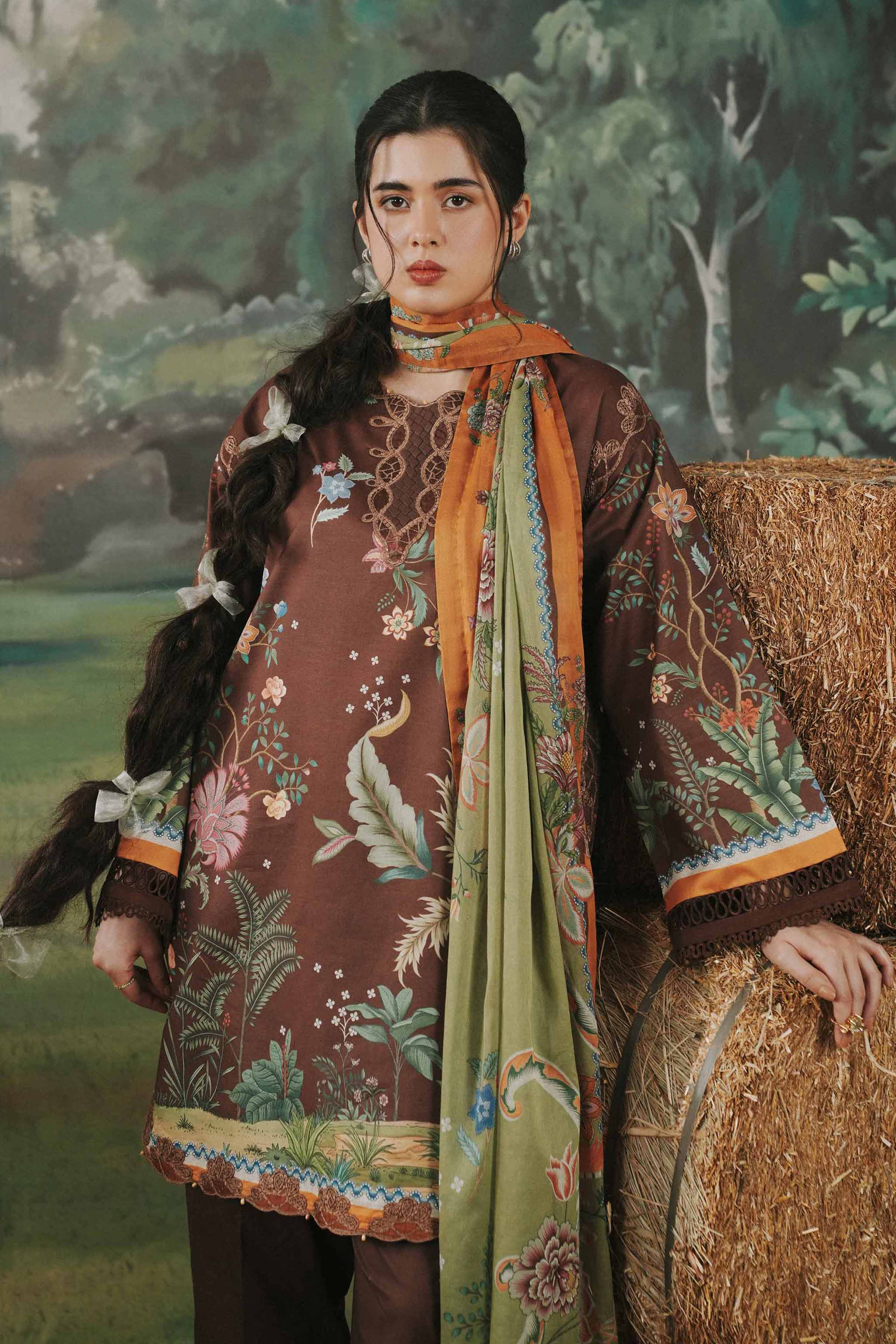 3 Piece - Digital Printed Embroidered Suit - 42602097