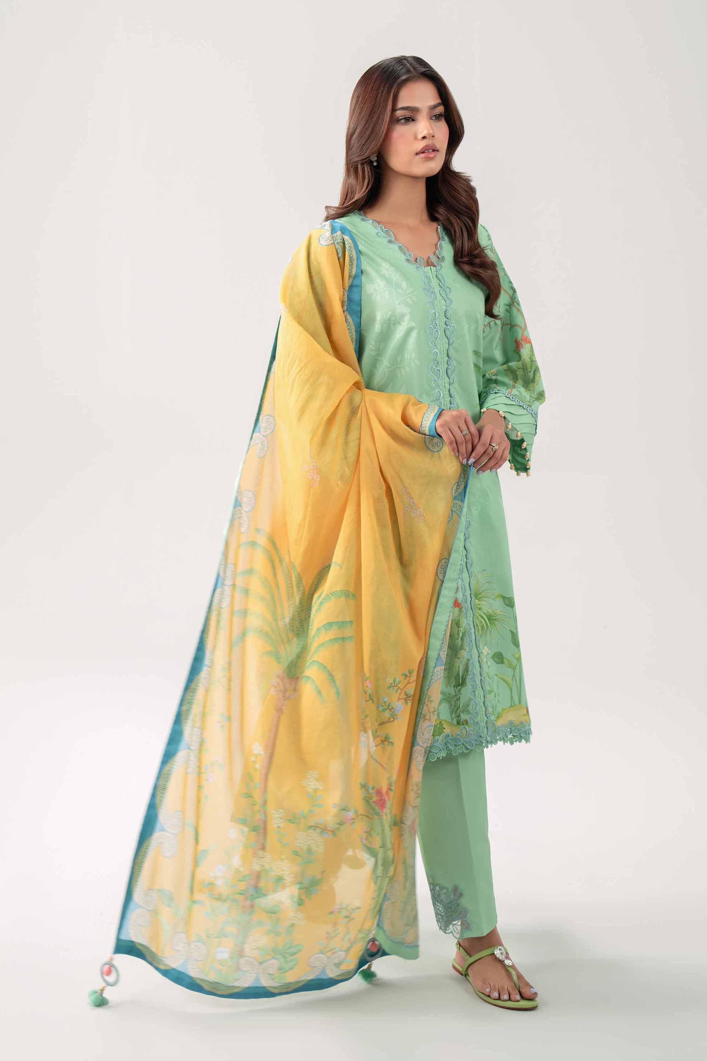 3 Piece - Digital Printed Embroidered Suit - 42602098