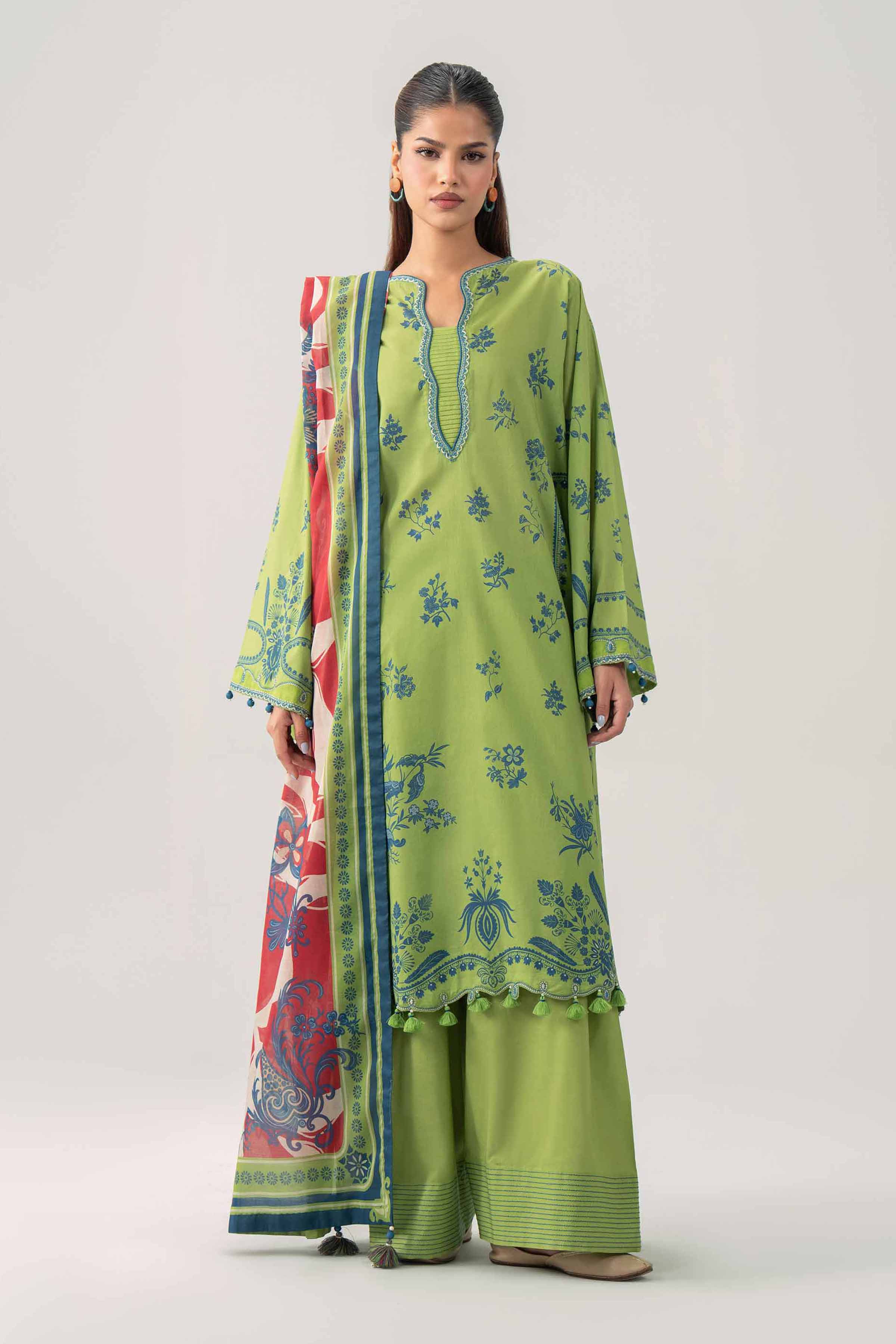 3 Piece - Digital Printed Embroidered Suit - 42602103