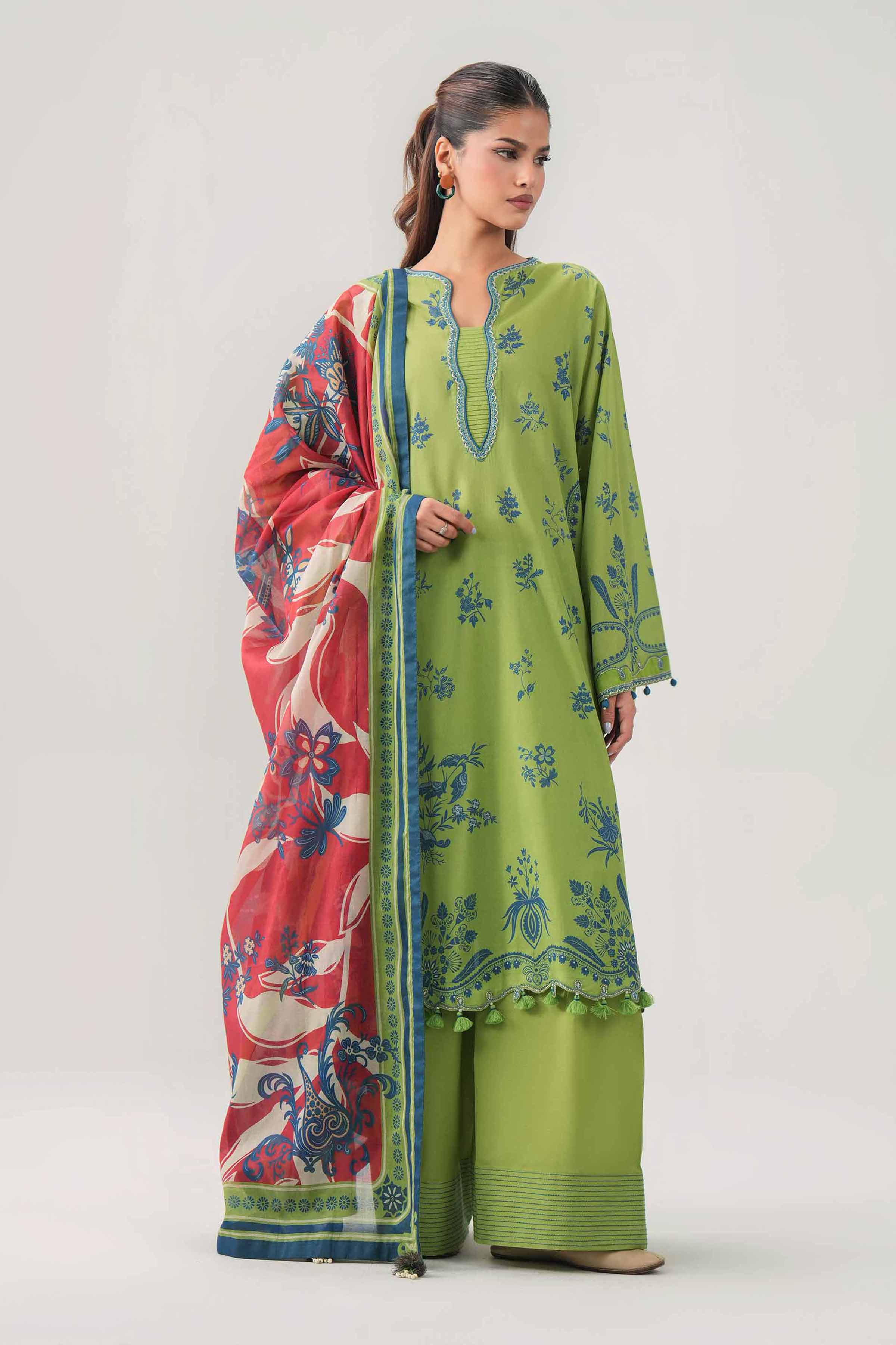 3 Piece - Digital Printed Embroidered Suit - 42602103
