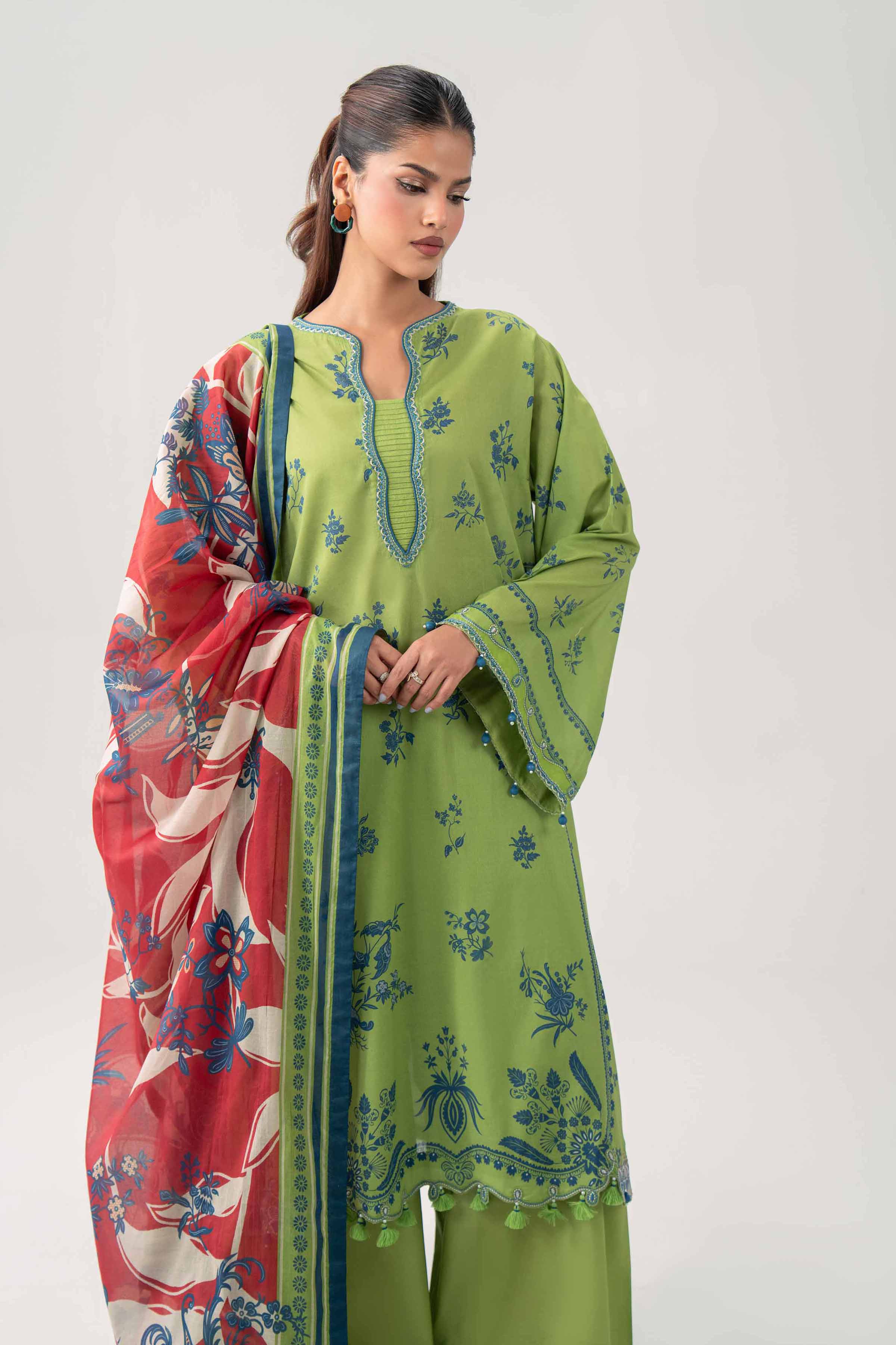 3 Piece - Digital Printed Embroidered Suit - 42602103