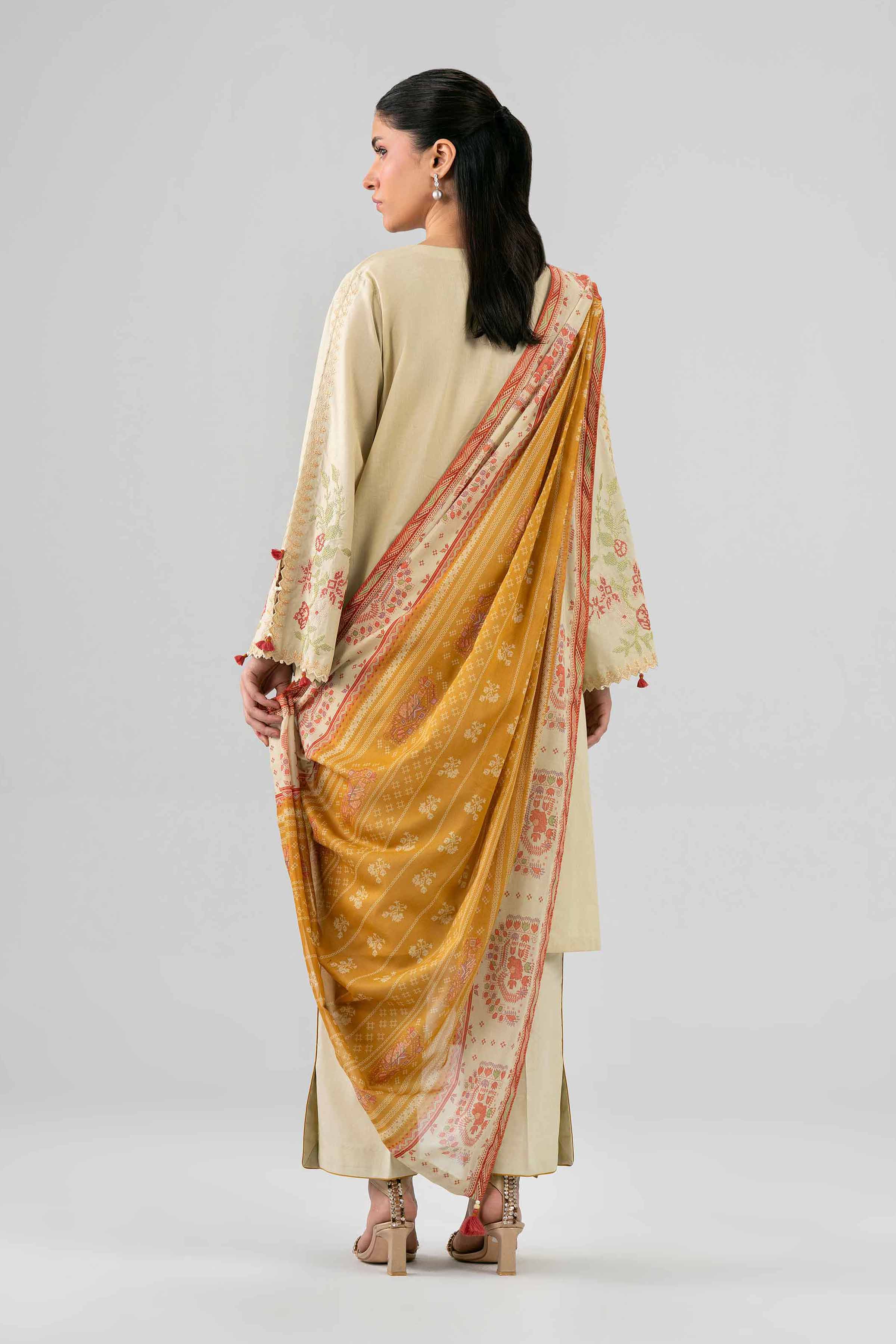 3 Piece - Printed Embroidered Suit - 42602147