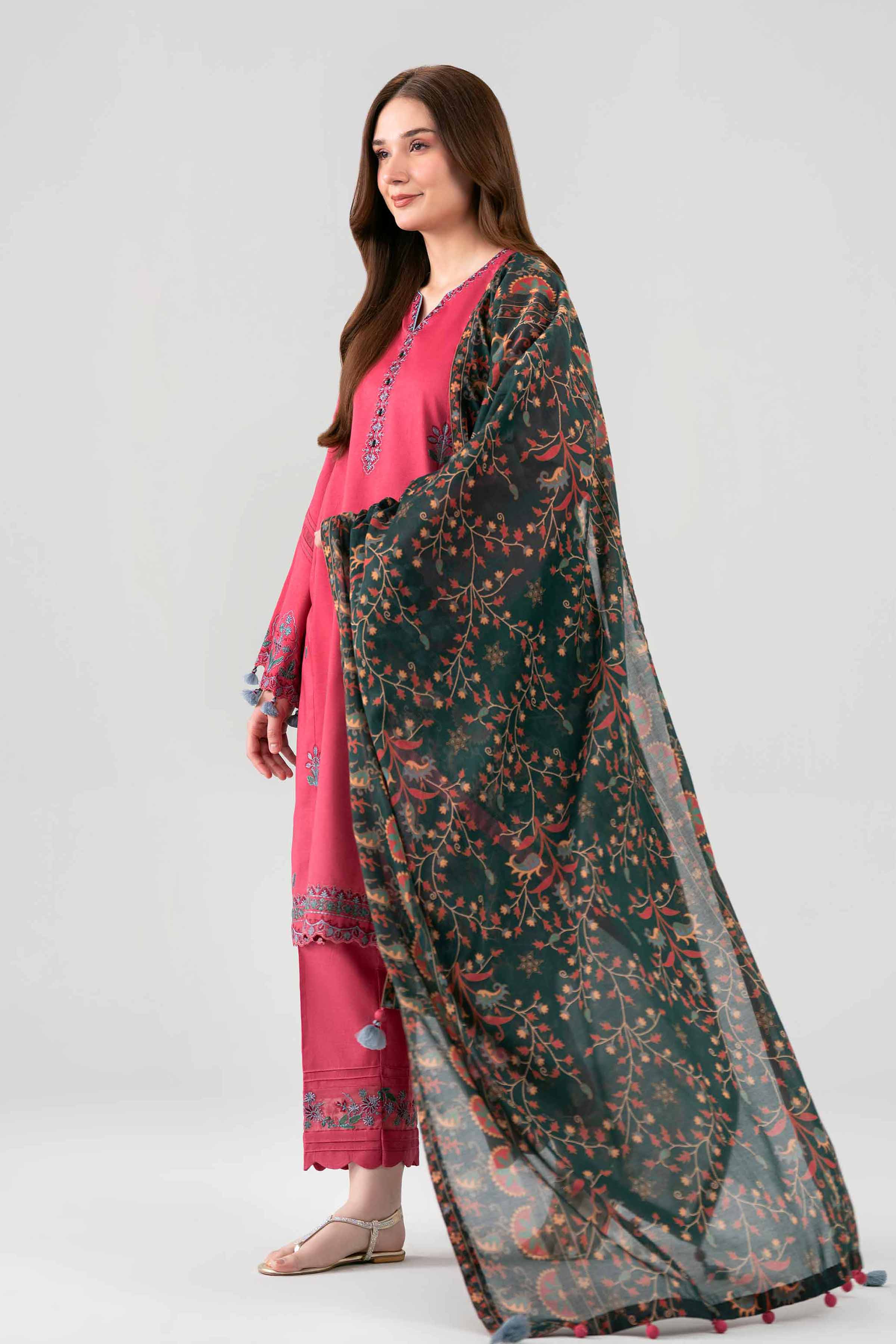3 Piece - Printed Embroidered Suit - 42602150