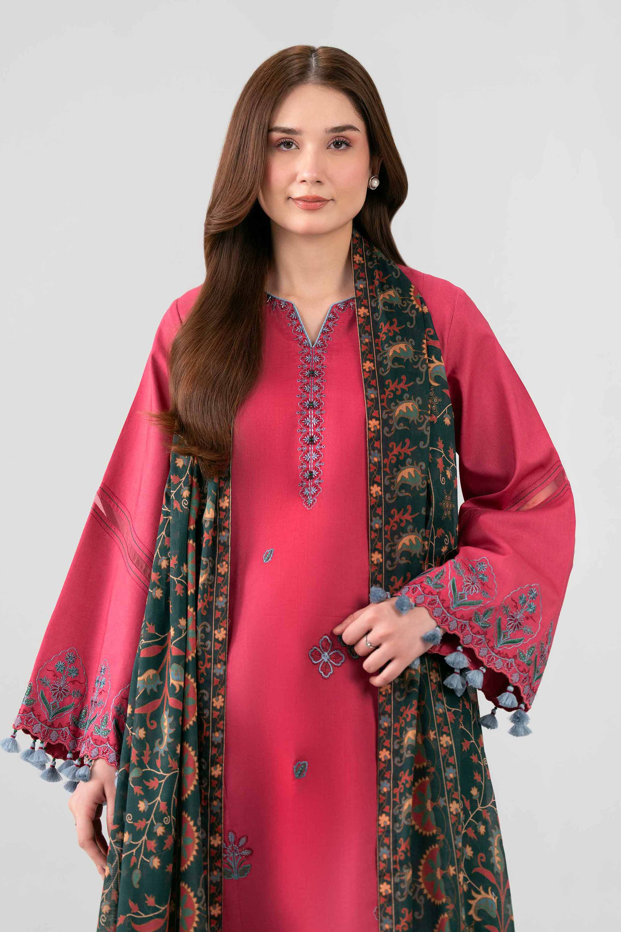 3 Piece - Printed Embroidered Suit - 42602150