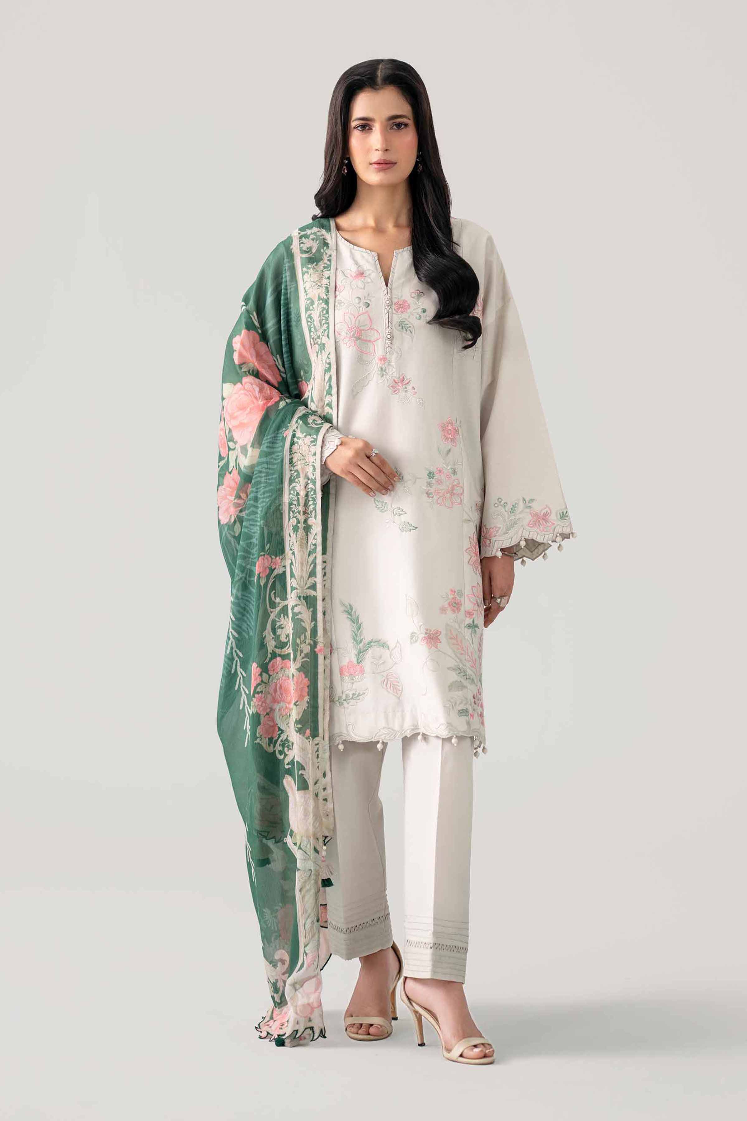 3 Piece - Digital Printed Embroidered Suit - 42602154