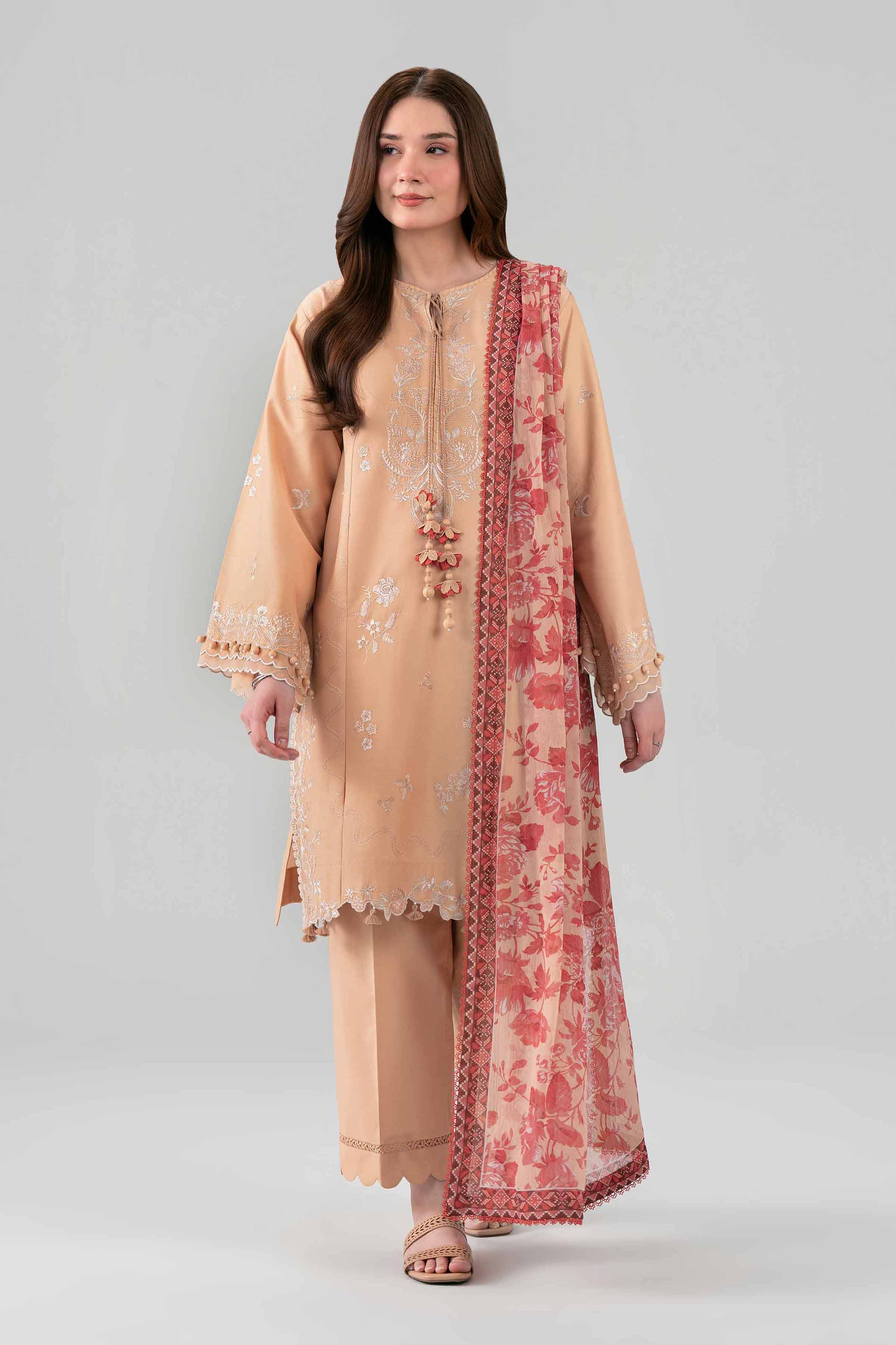 3 Piece - Digital Printed Embroidered Suit - 42602159