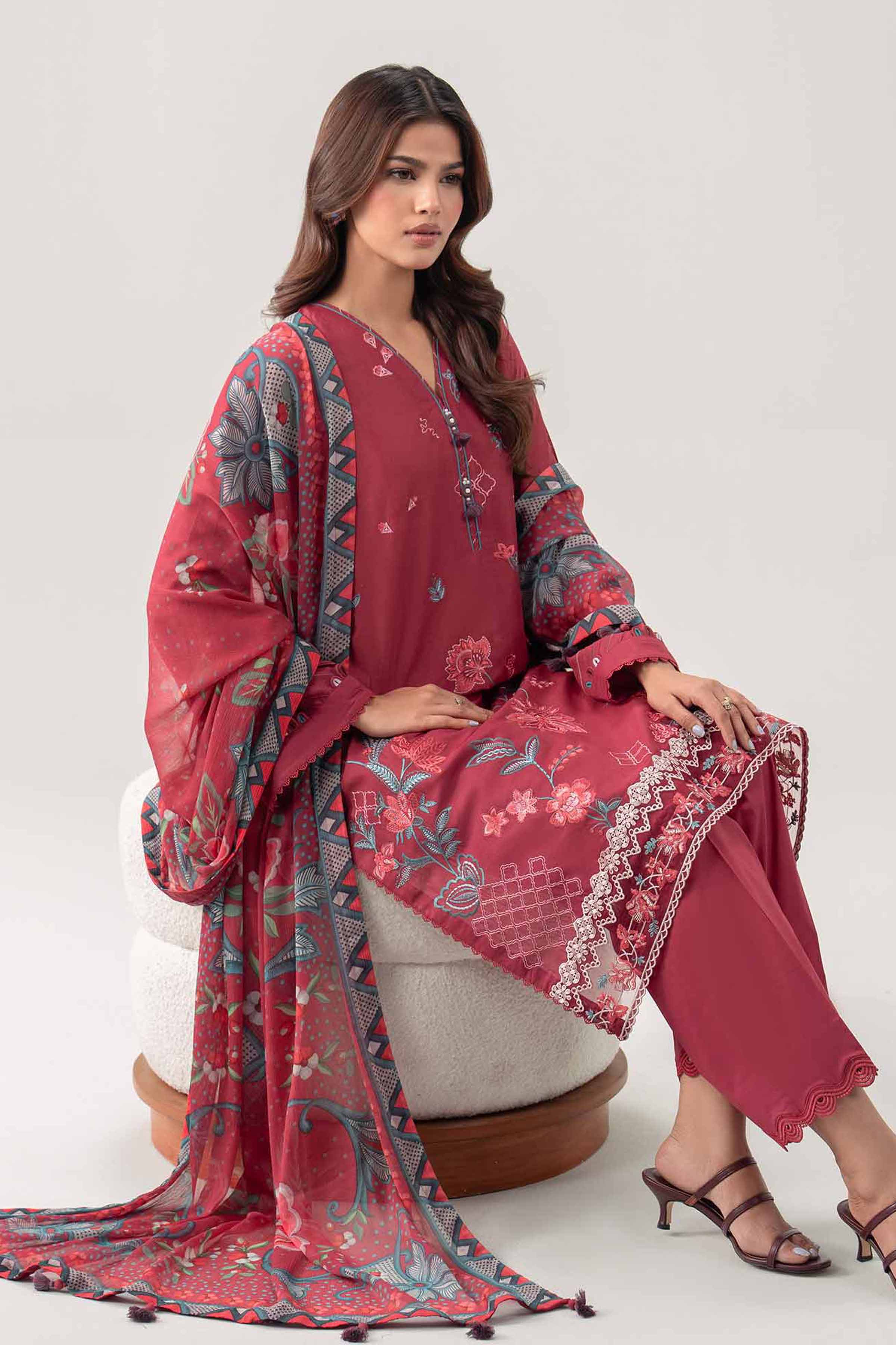 3 Piece - Digital Printed Embroidered Suit - 42602160