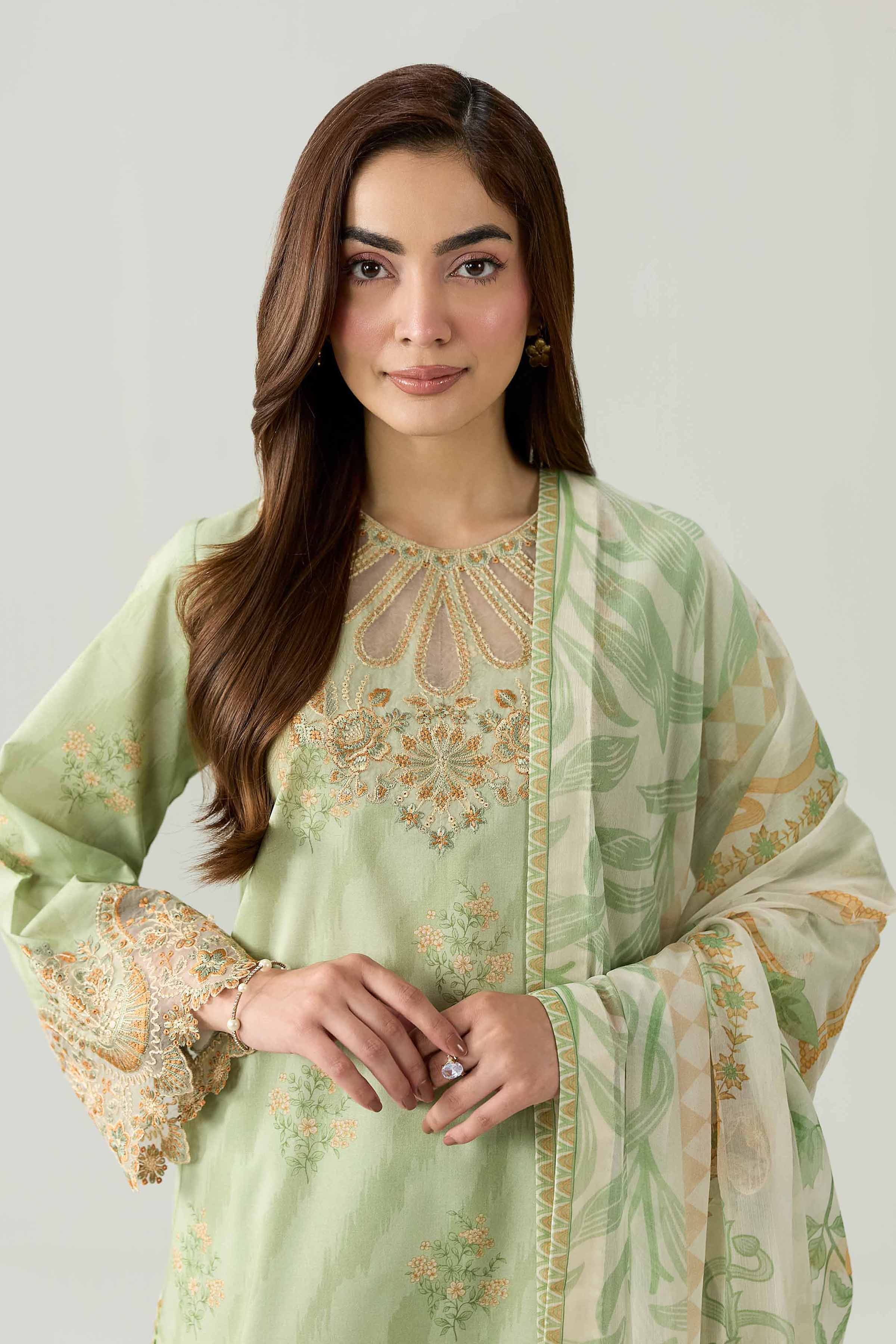 3 Piece - Digital Printed Embroidered Suit - 42602164