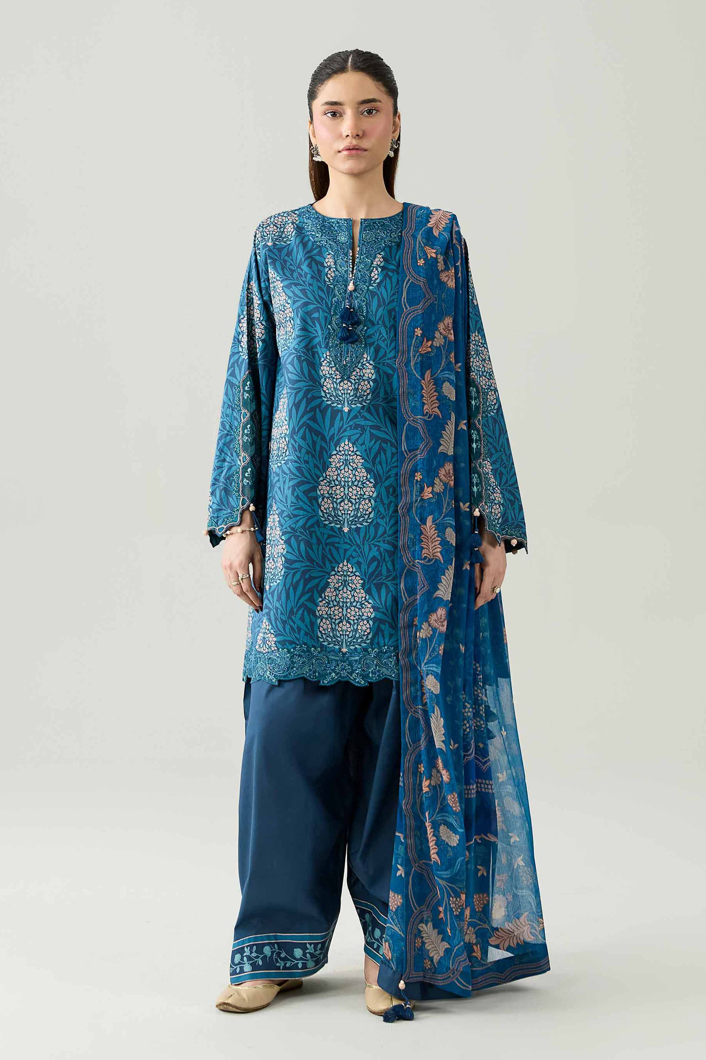 3 Piece - Digital Printed Embroidered Suit - 42602166