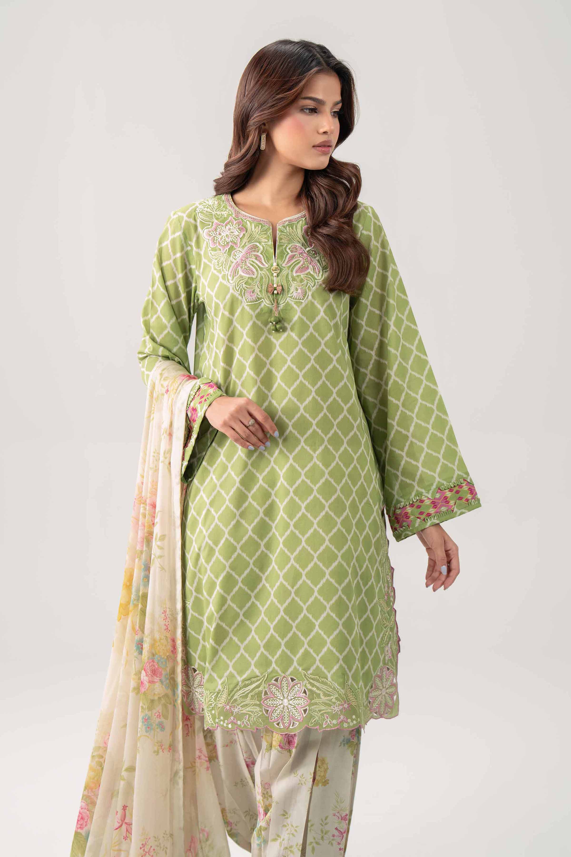 3 Piece - Digital Printed Embroidered Suit - 42602177
