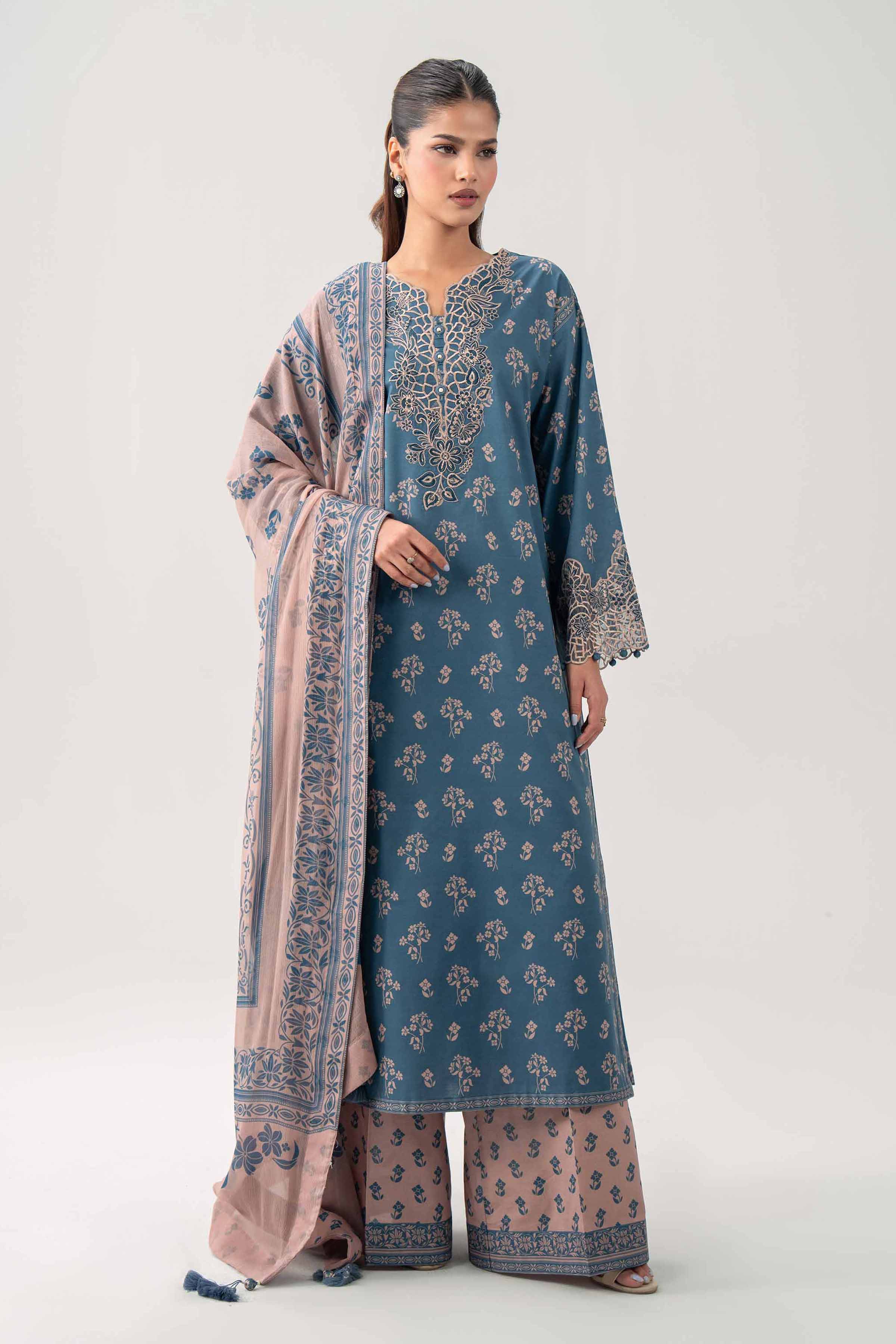 3 Piece - Digital Printed Embroidered Suit - 42602181