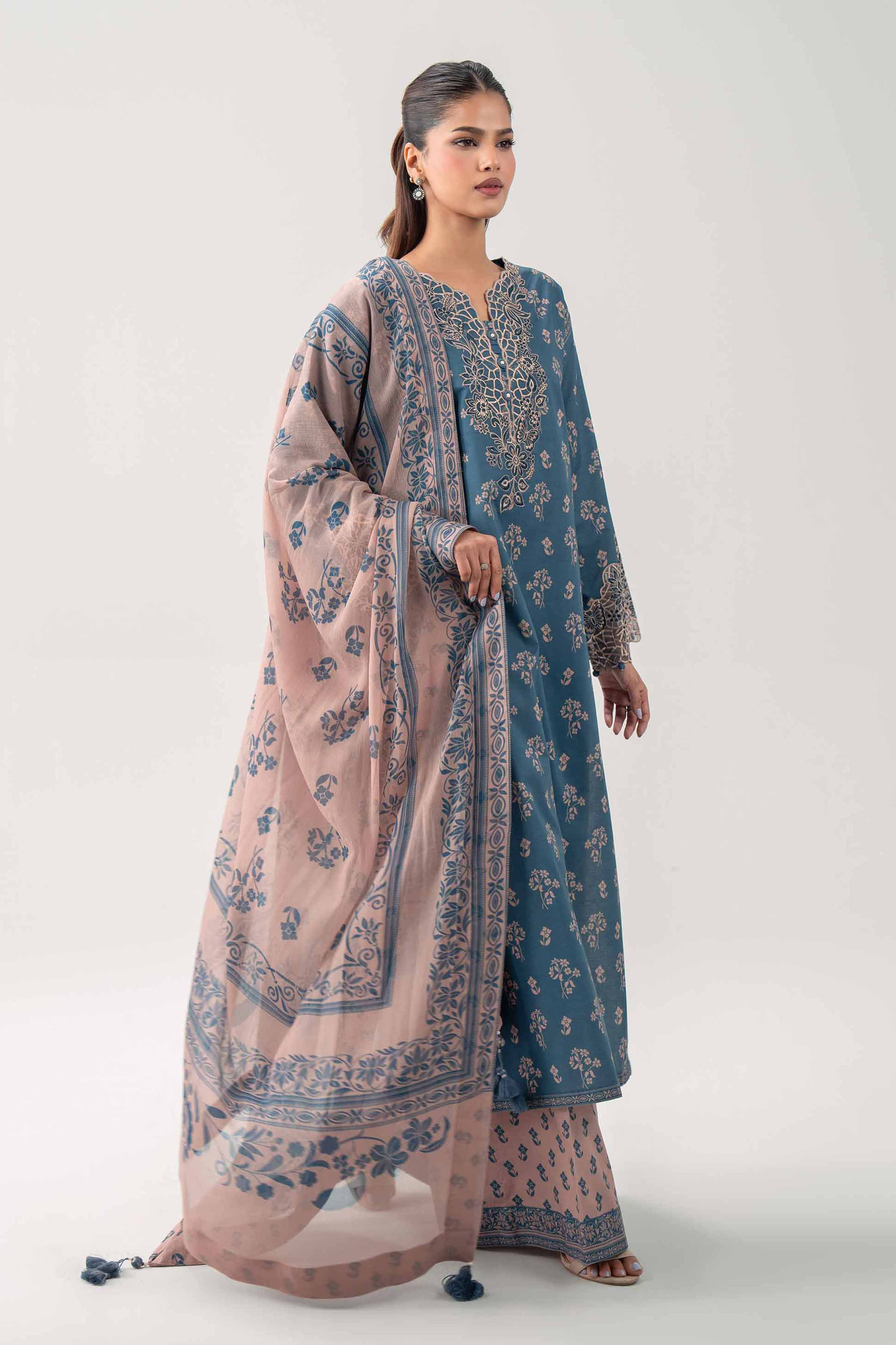 3 Piece - Digital Printed Embroidered Suit - 42602181