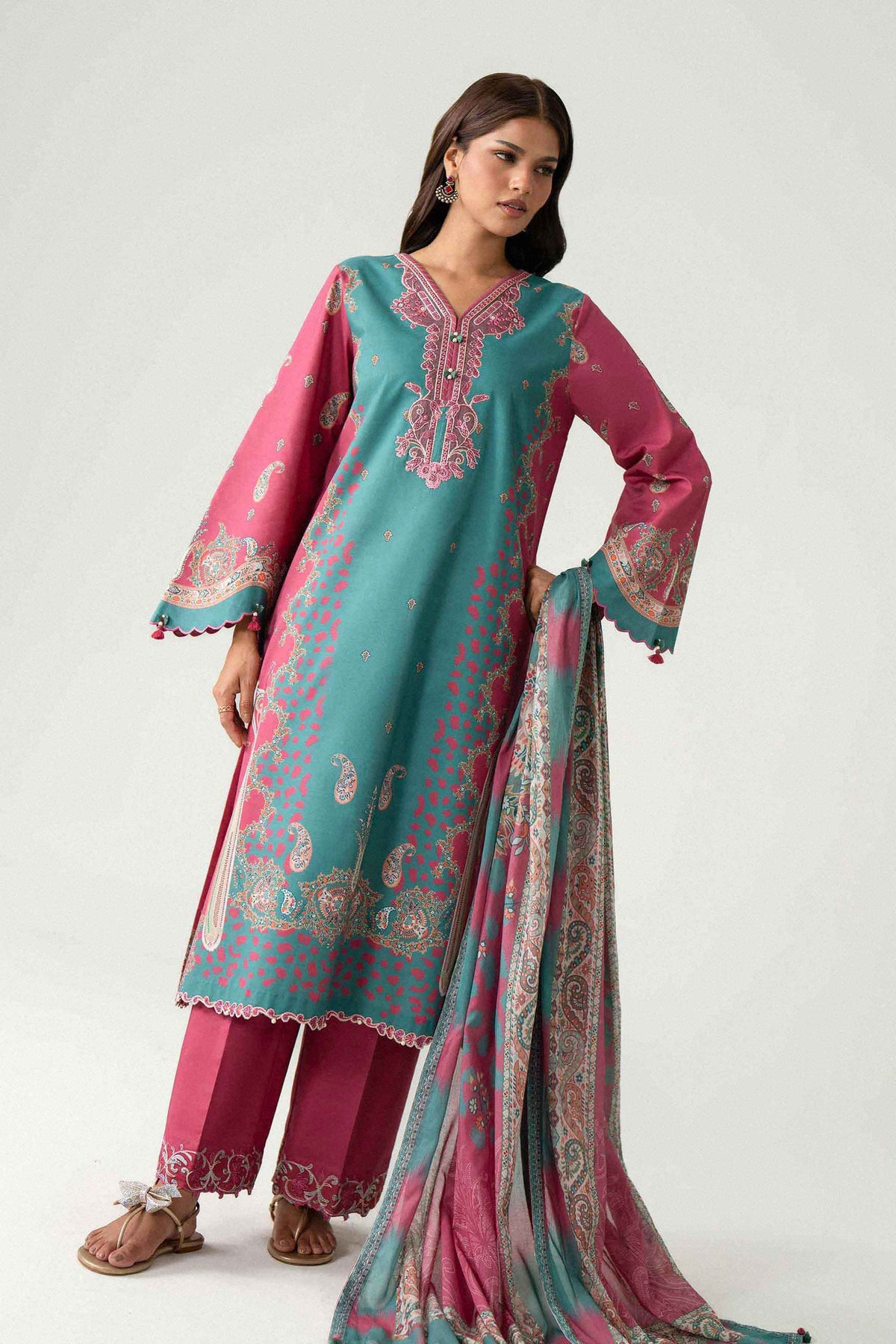 3 Piece - Digital Printed Embroidered Suit - 42602227 for Women - Unstitched Collection | Nishat | Shop Online