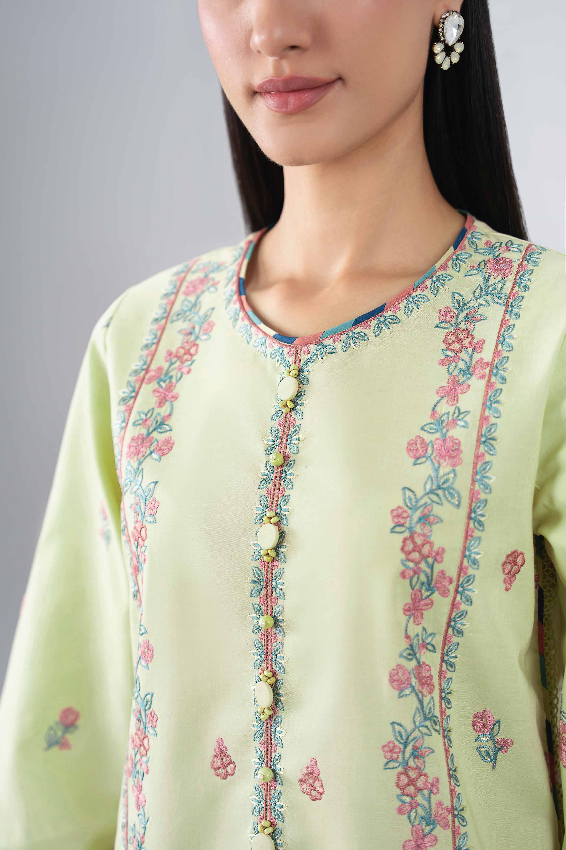 3 Piece - Printed Embroidered Suit - 42602246