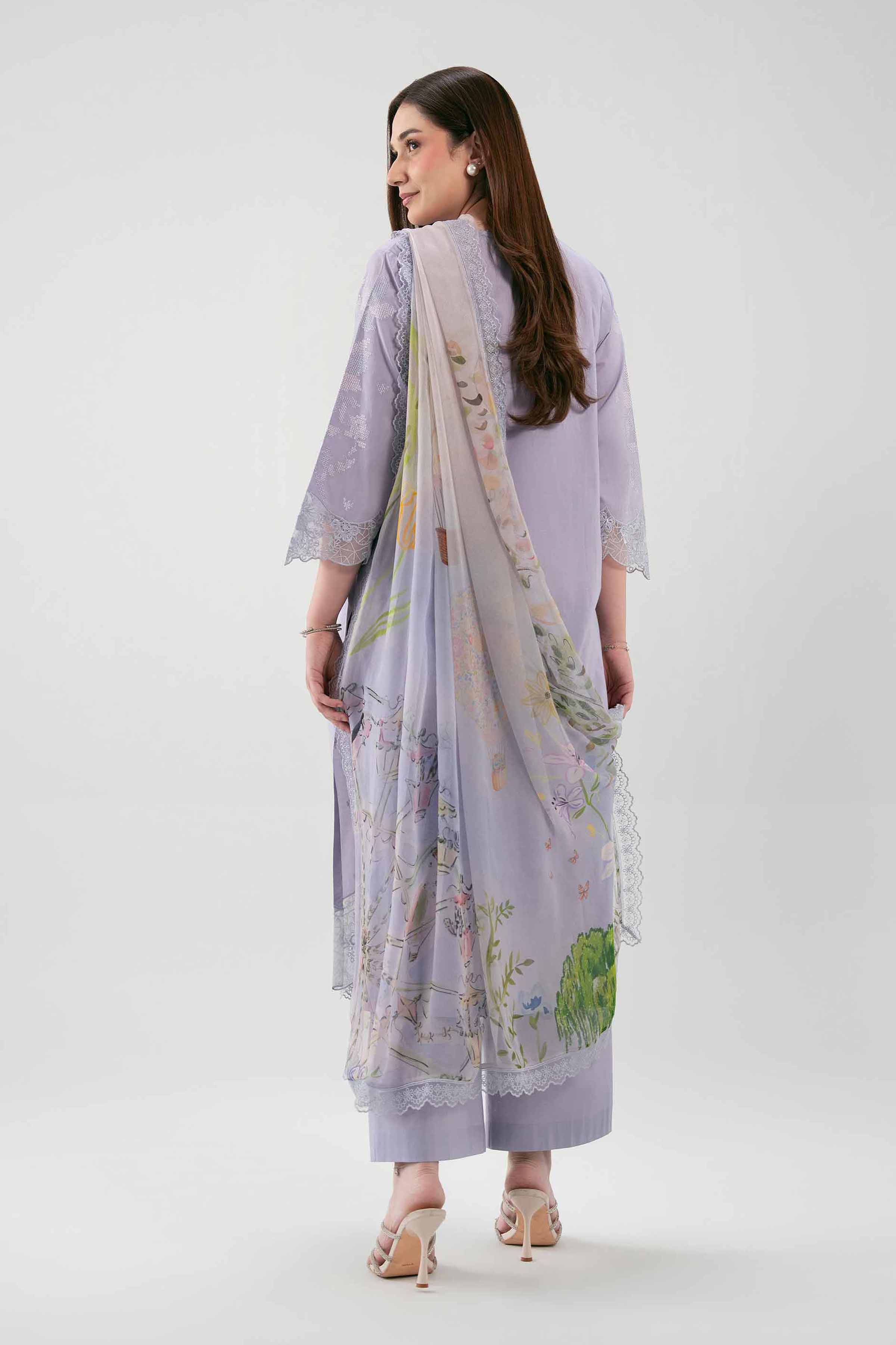 3 Piece - Digital Printed Embroidered Suit - 42619514