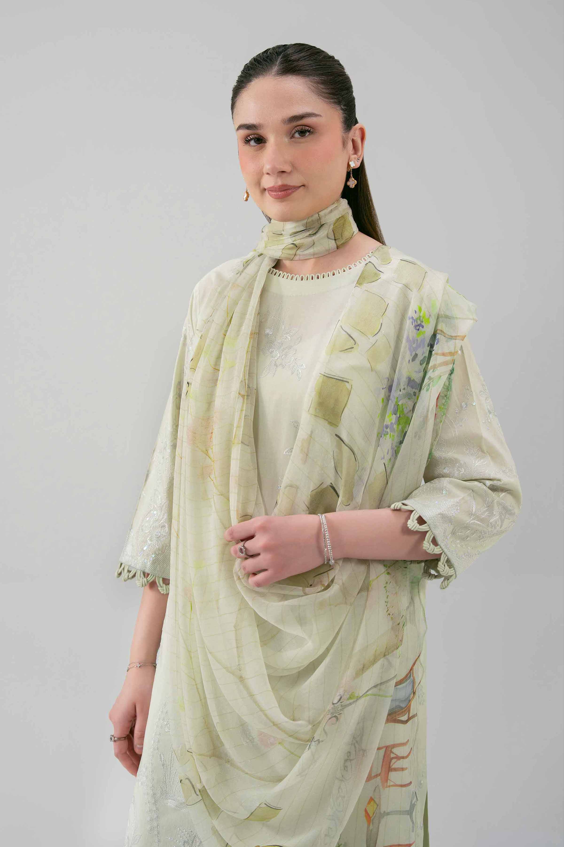 3 Piece - Digital Printed Embroidered Suit - 42619515