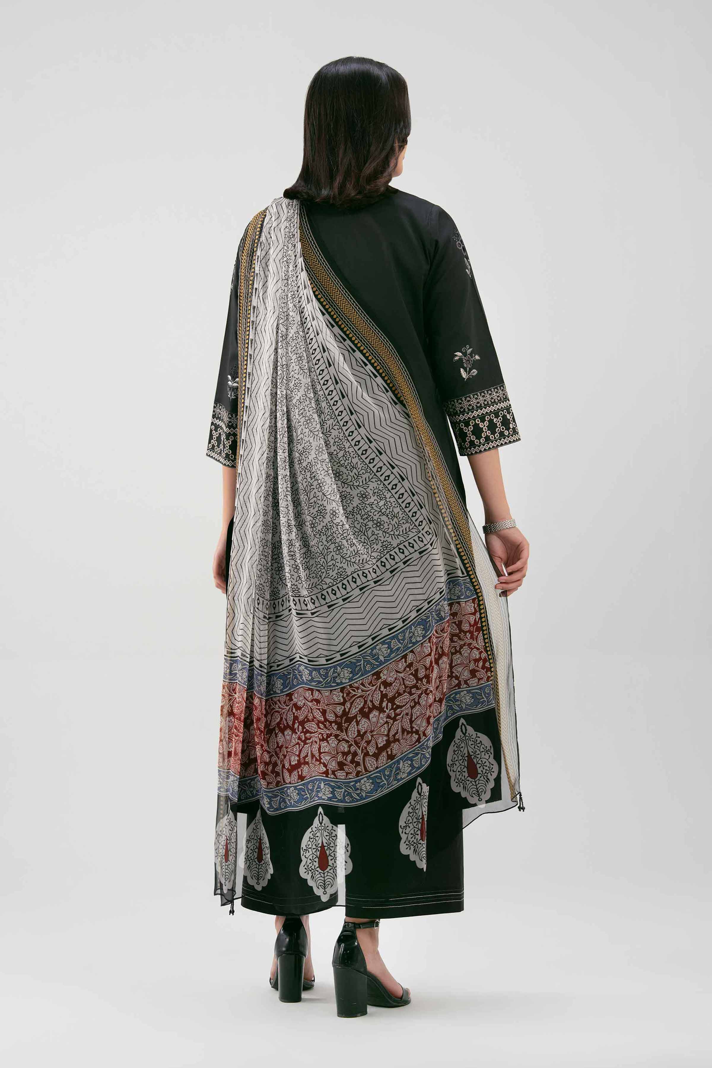 3 Piece - Digital Printed Embroidered Suit - 42619517