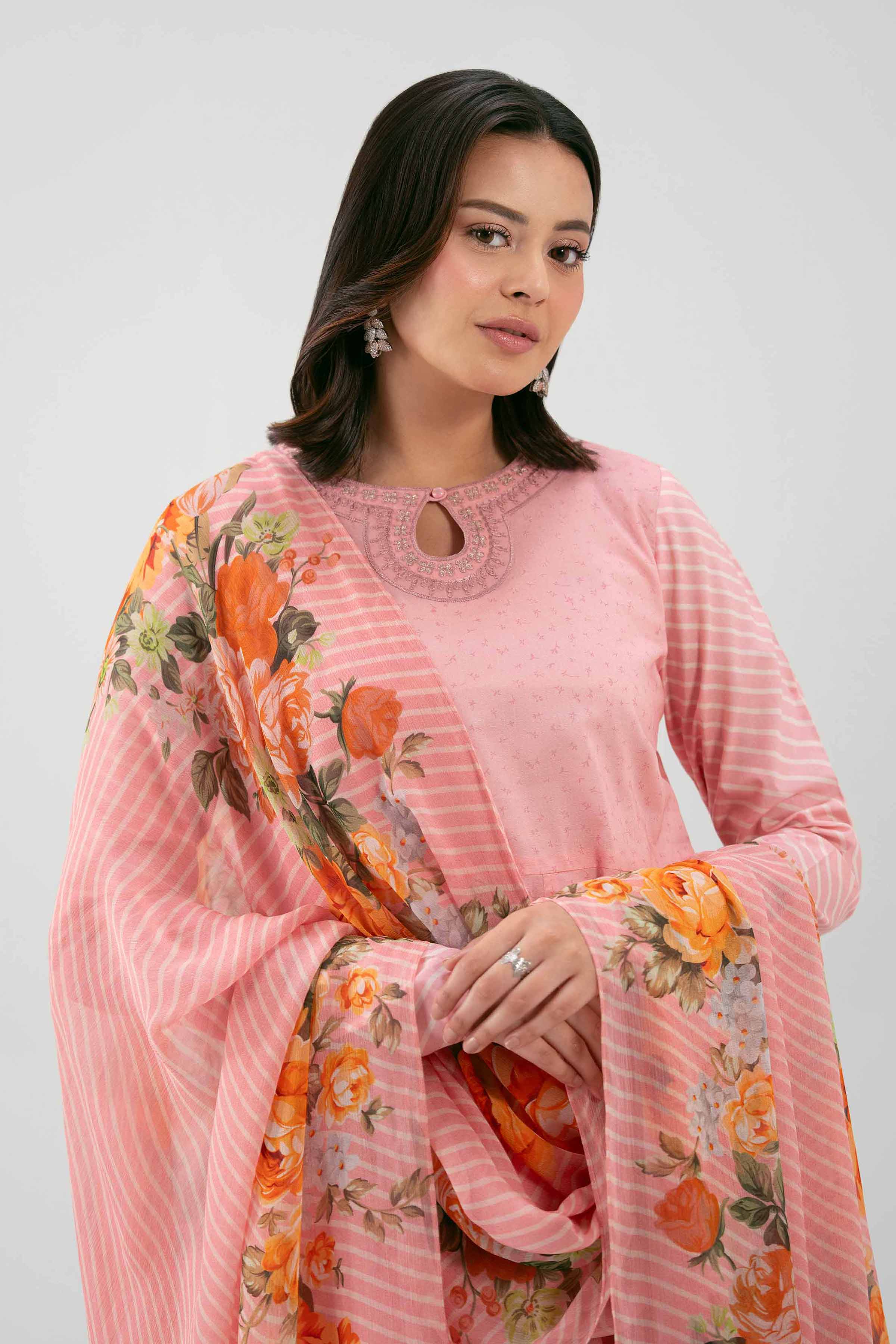 3 Piece - Digital Printed Embroidered Suit - 42619518