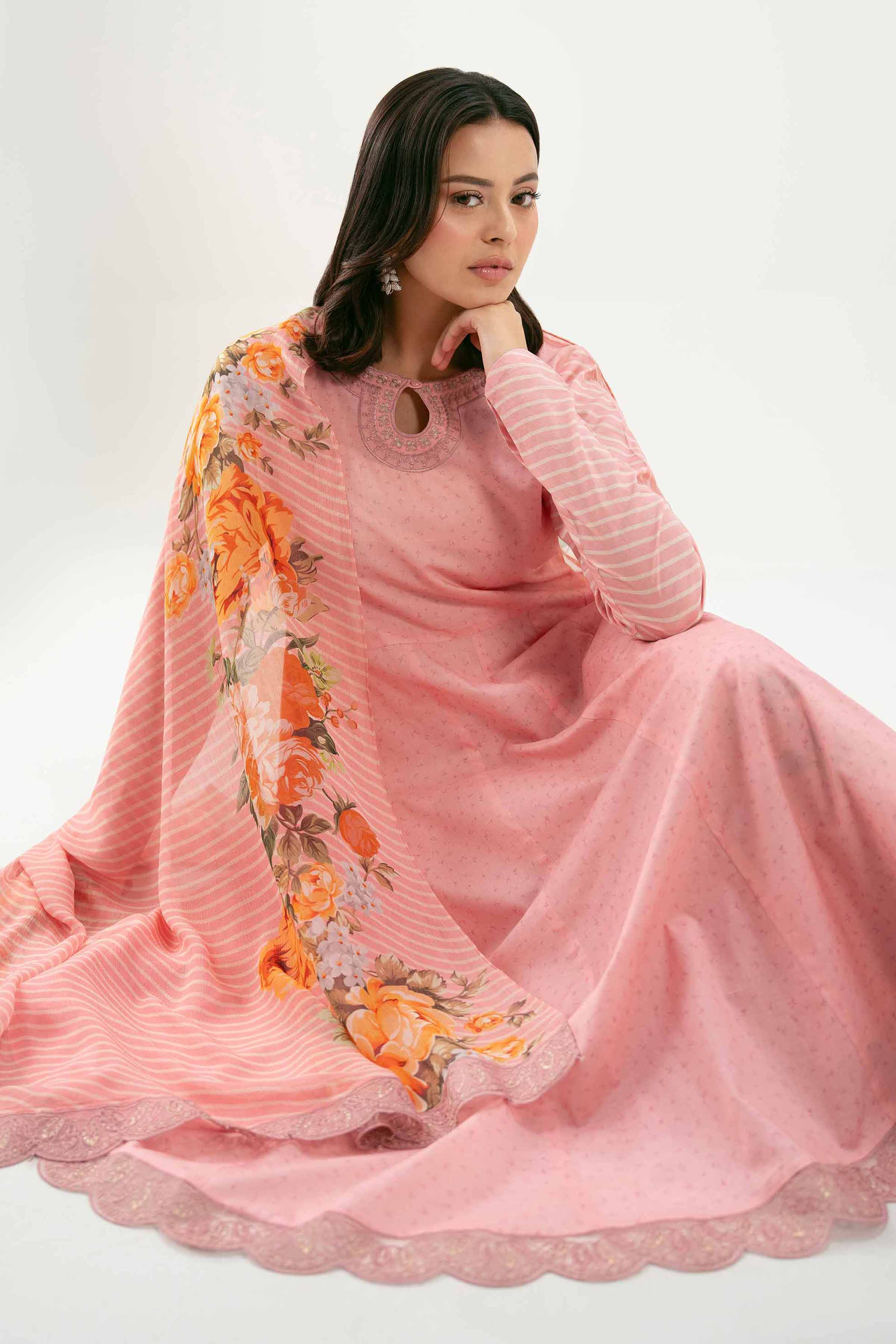 3 Piece - Digital Printed Embroidered Suit - 42619518