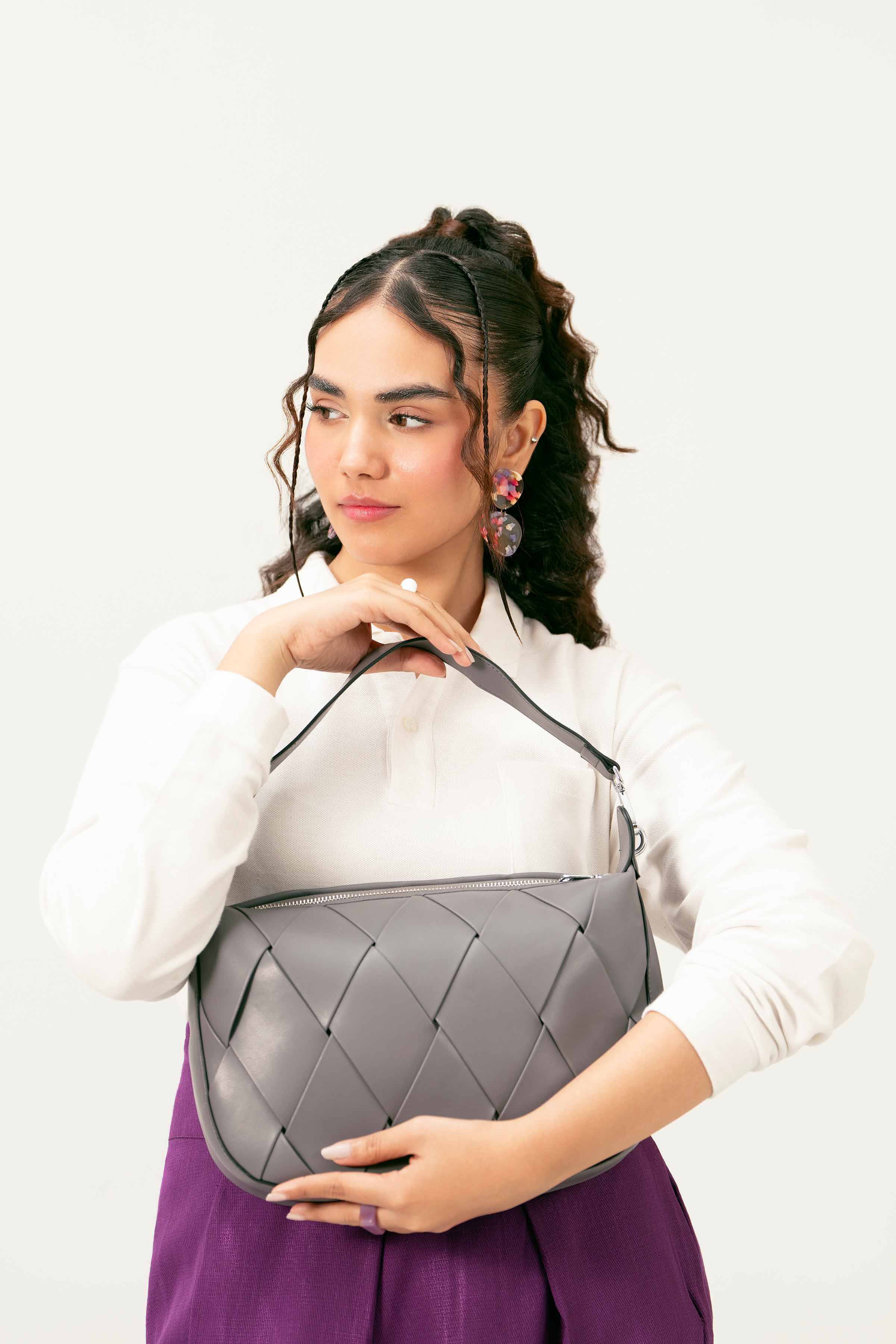 Grey Shoulder Bag-440912111 for Women - Fashion Collection | Nishat | Shop Online