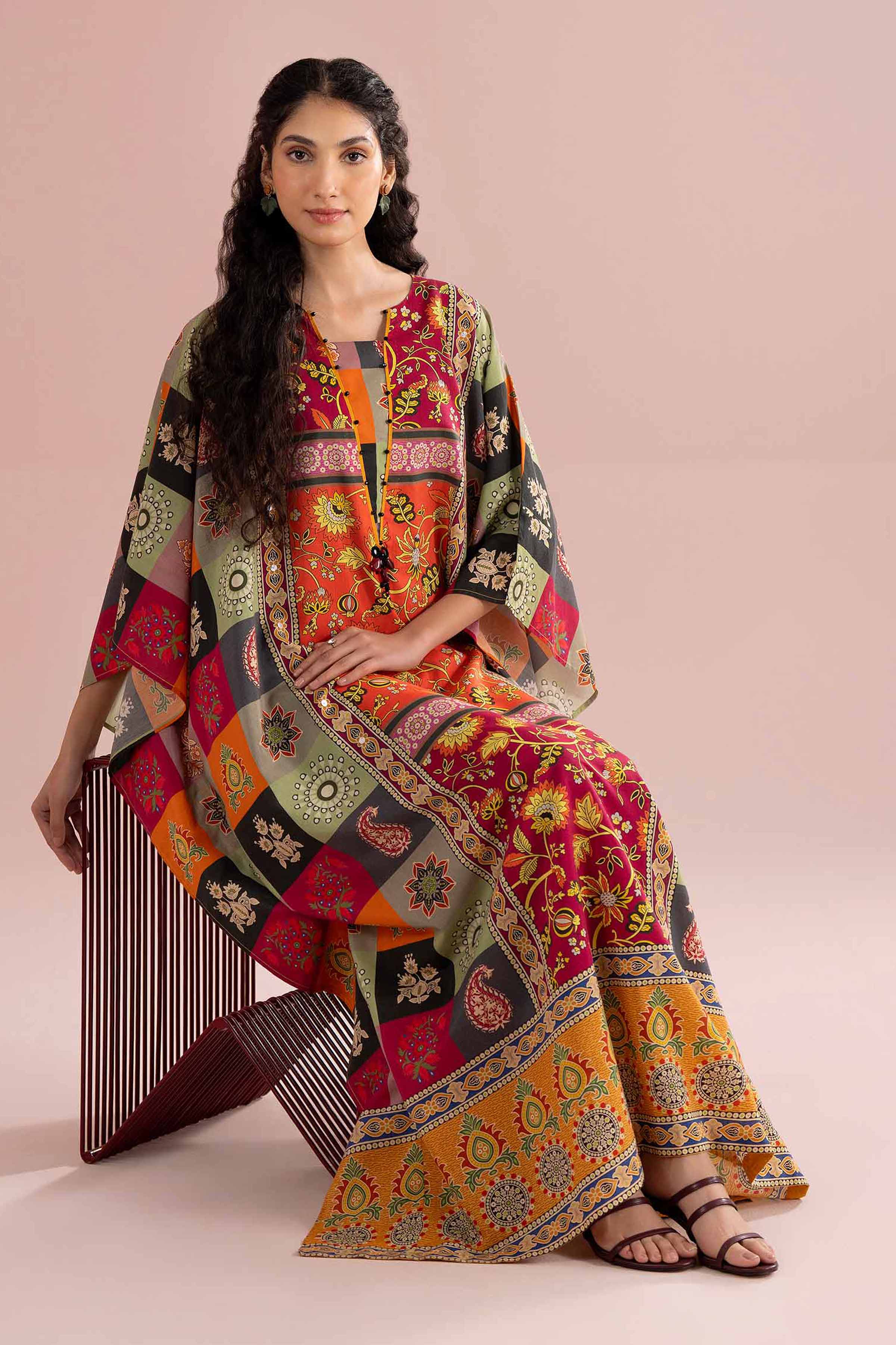 Printed Embroidered Kaftan - FE26-65 for Women - Pret Collection | Nishat | Shop Online