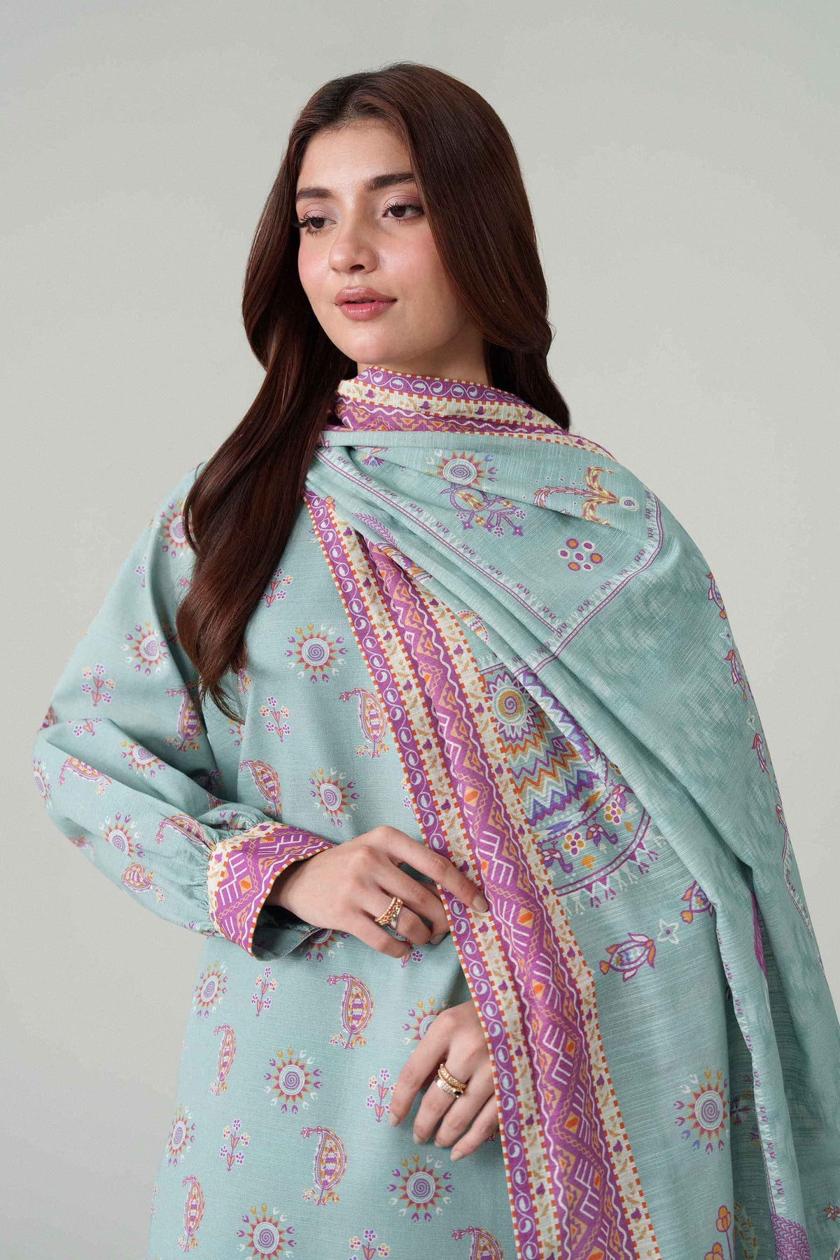 3 Piece - Dyed Printed Loose Fabric - 42604072