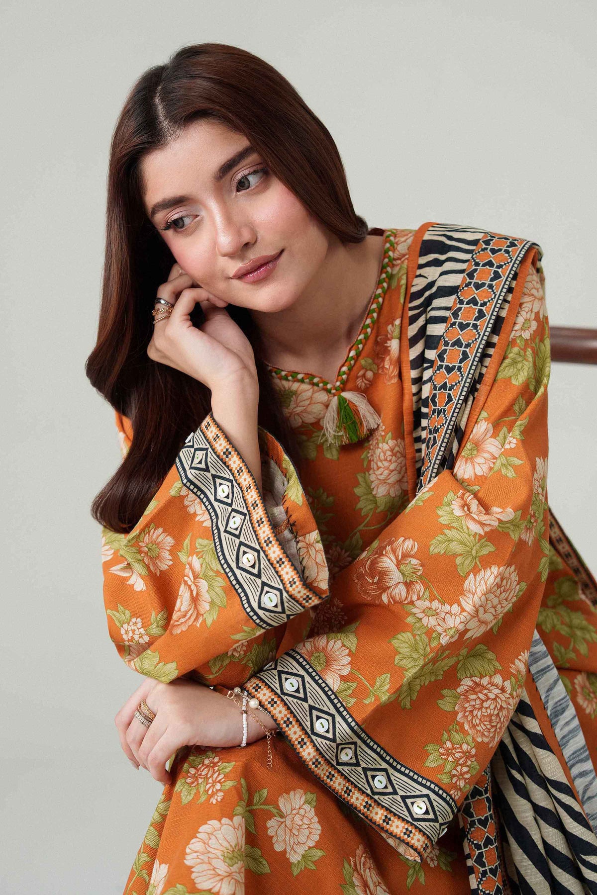 3 Piece - Dyed Printed Loose Fabric - 42604074