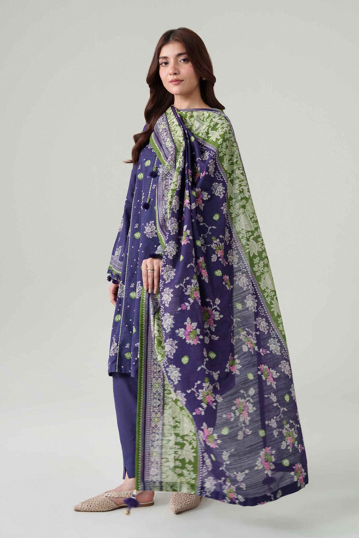 3 Piece - Dyed Printed Loose Fabric - 42604086