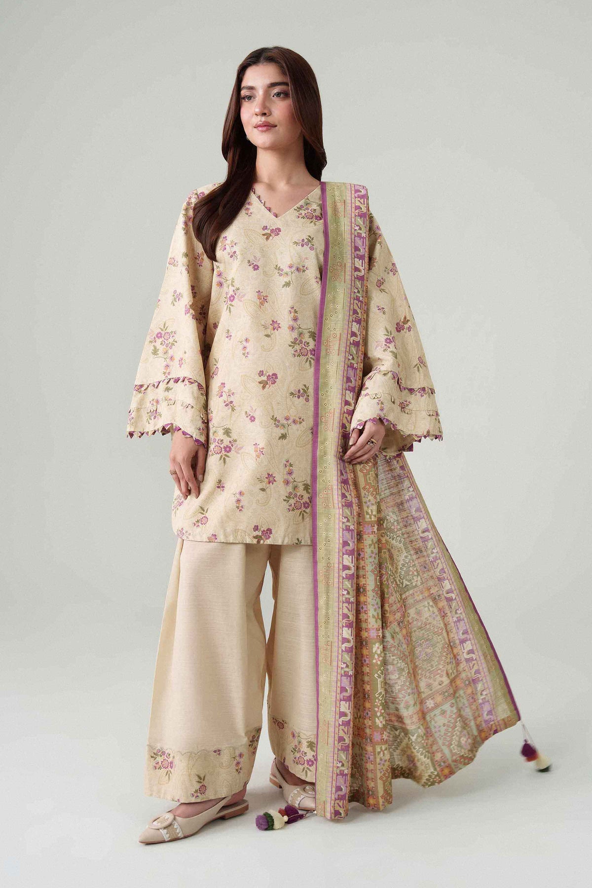 3 Piece - Dyed Printed Loose Fabric - 42604062