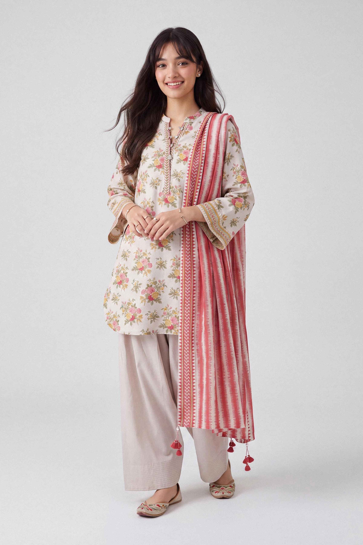 3 Piece - Dyed Printed Loose Fabric - 42604045 for Women - Fredoom To Buy Collection | Nishat | Shop Online