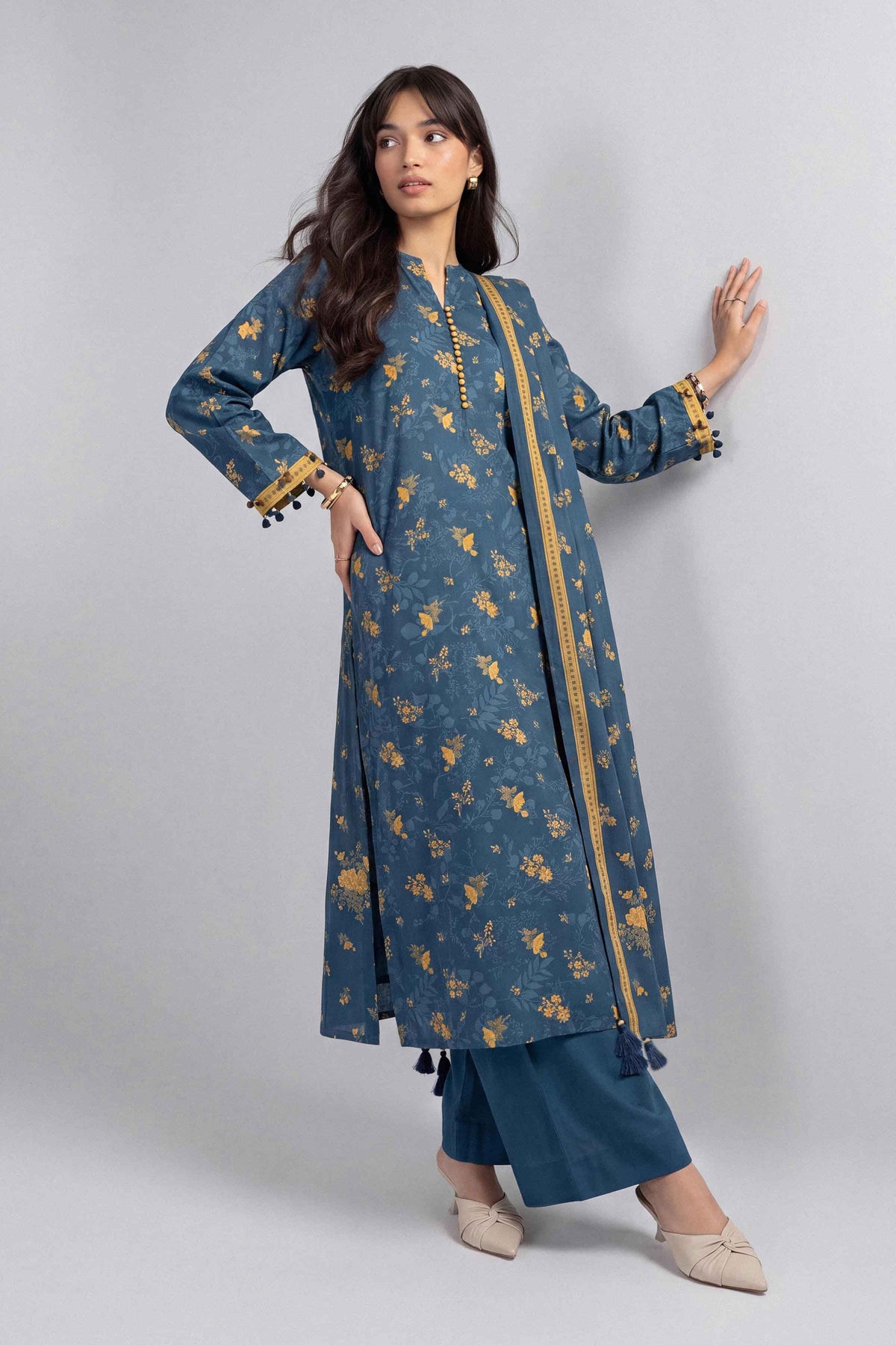 3 Piece - Dyed Printed Loose Fabric - 42604047 for Women - Fredoom To Buy Collection | Nishat | Shop Online