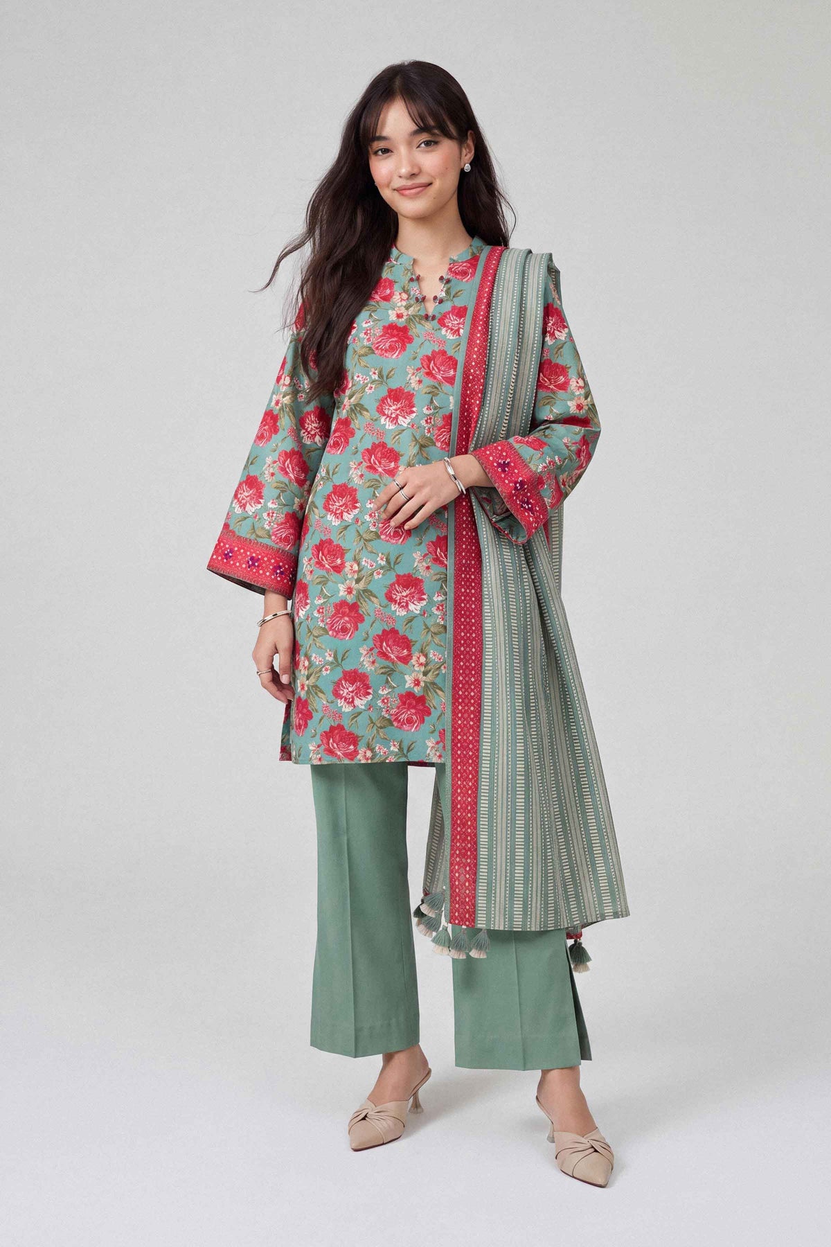 3 Piece - Dyed Printed Loose Fabric - 42604050 for Women - Fredoom To Buy Collection | Nishat | Shop Online