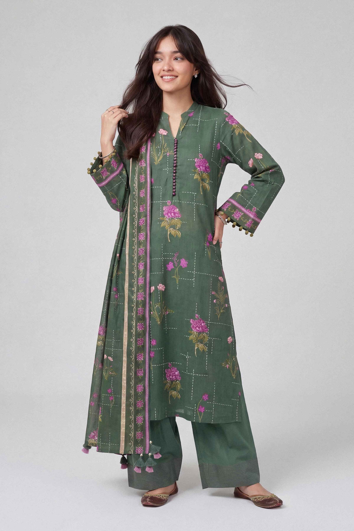 3 Piece - Dyed Printed Loose Fabric - 42604058 for Women - Fredoom To Buy Collection | Nishat | Shop Online