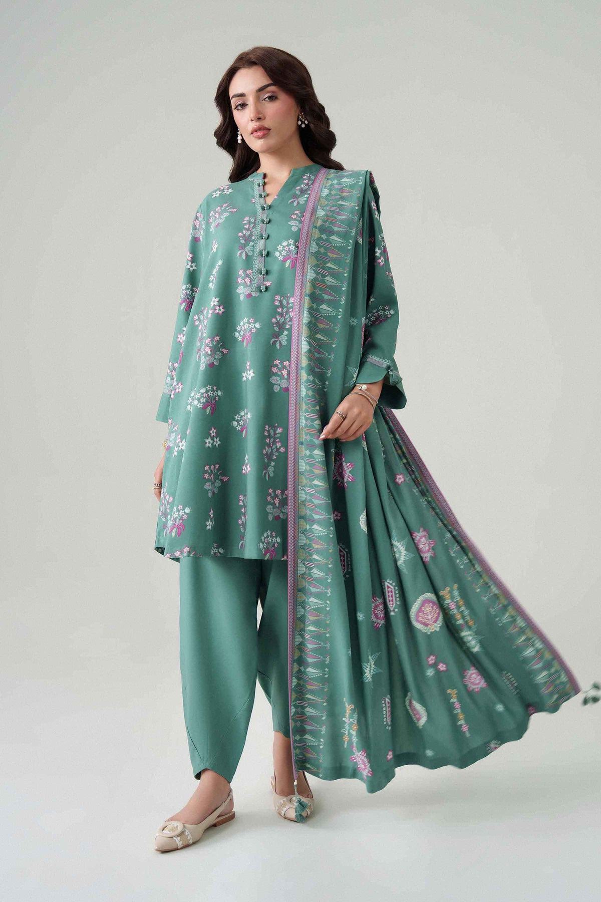 3 Piece - Digital Dyed Printed Loose Fabric - 42604090