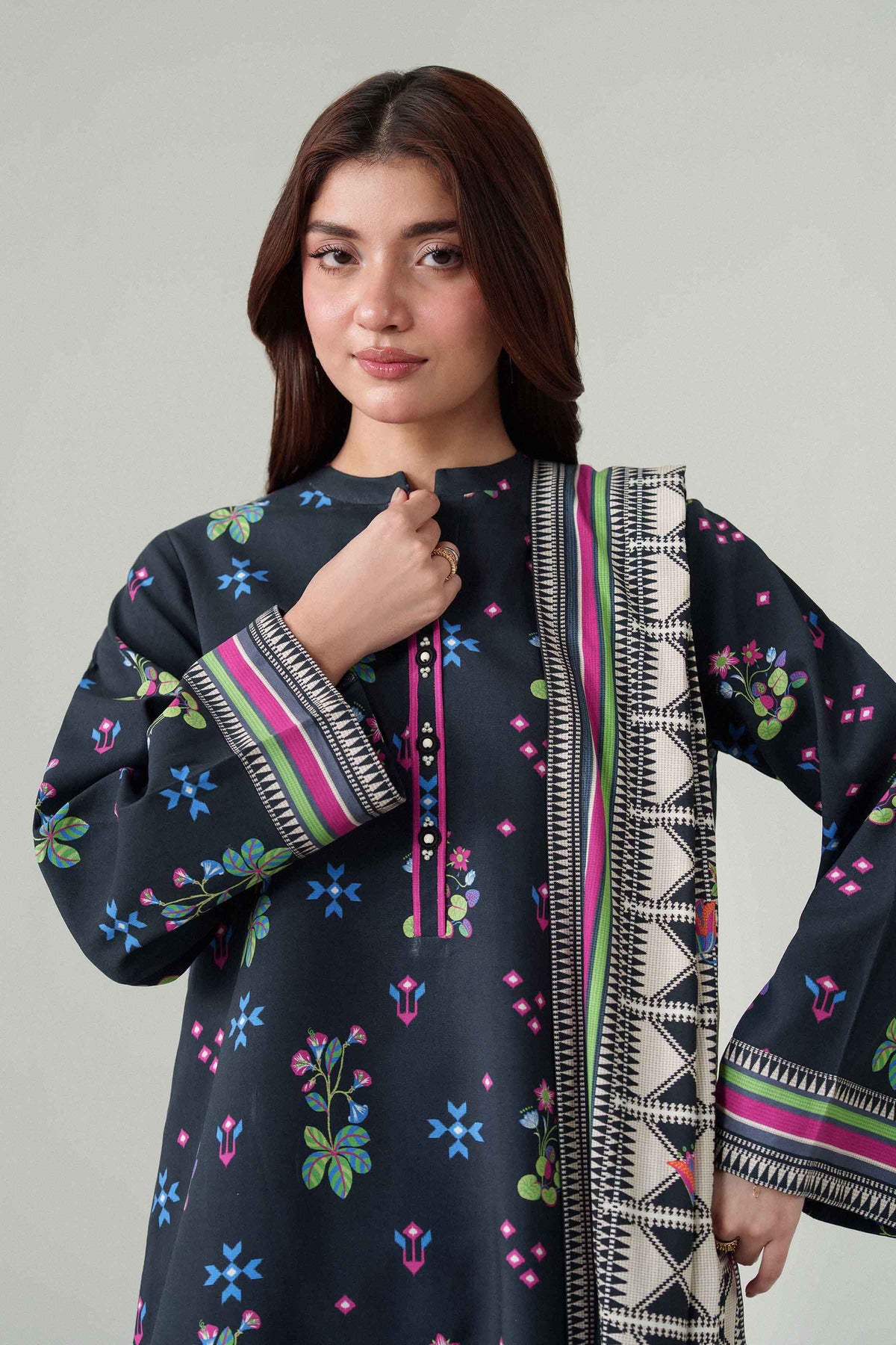 3 Piece - Digital Dyed Printed Loose Fabric - 42604094