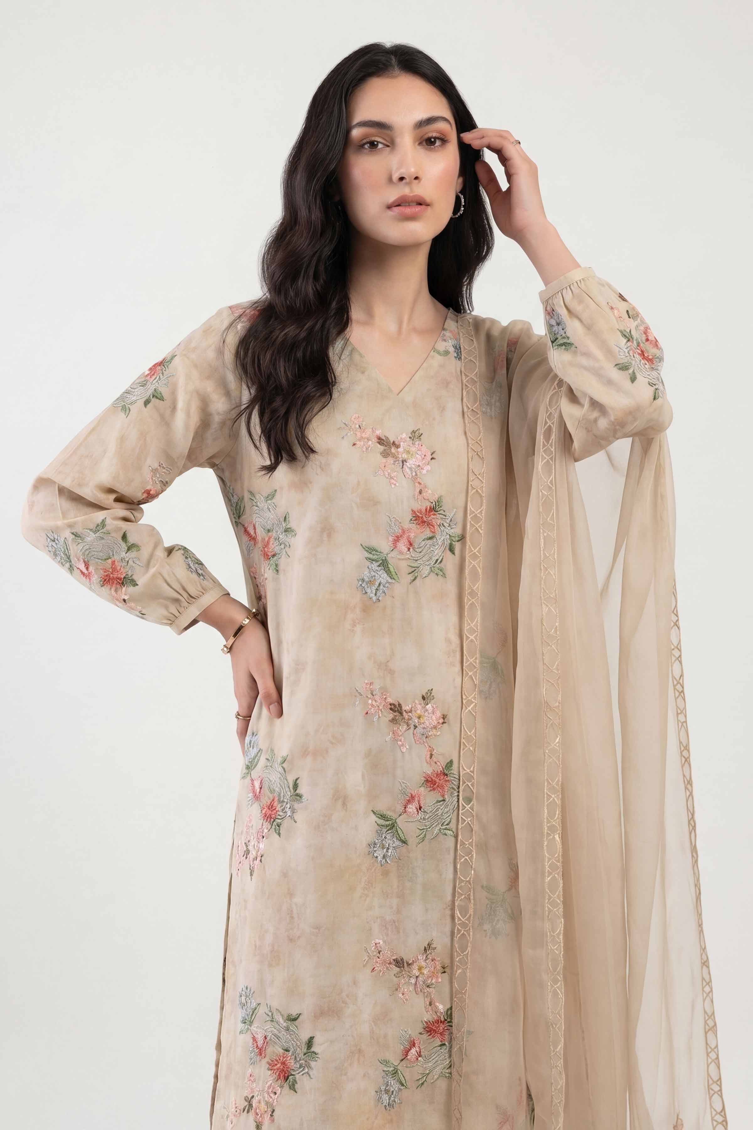 3 Piece - Printed Embroidered Suit - KFE26-106