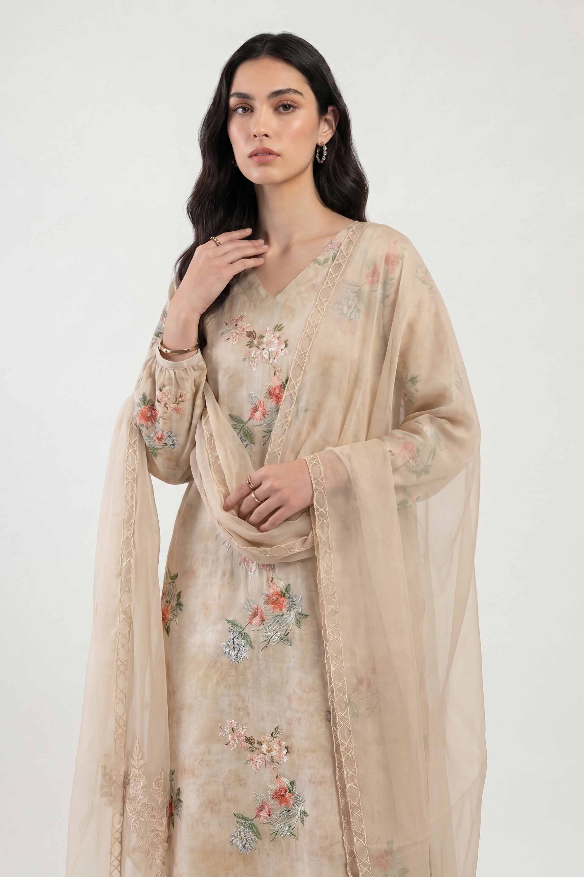 3 Piece - Printed Embroidered Suit - KFE26-106