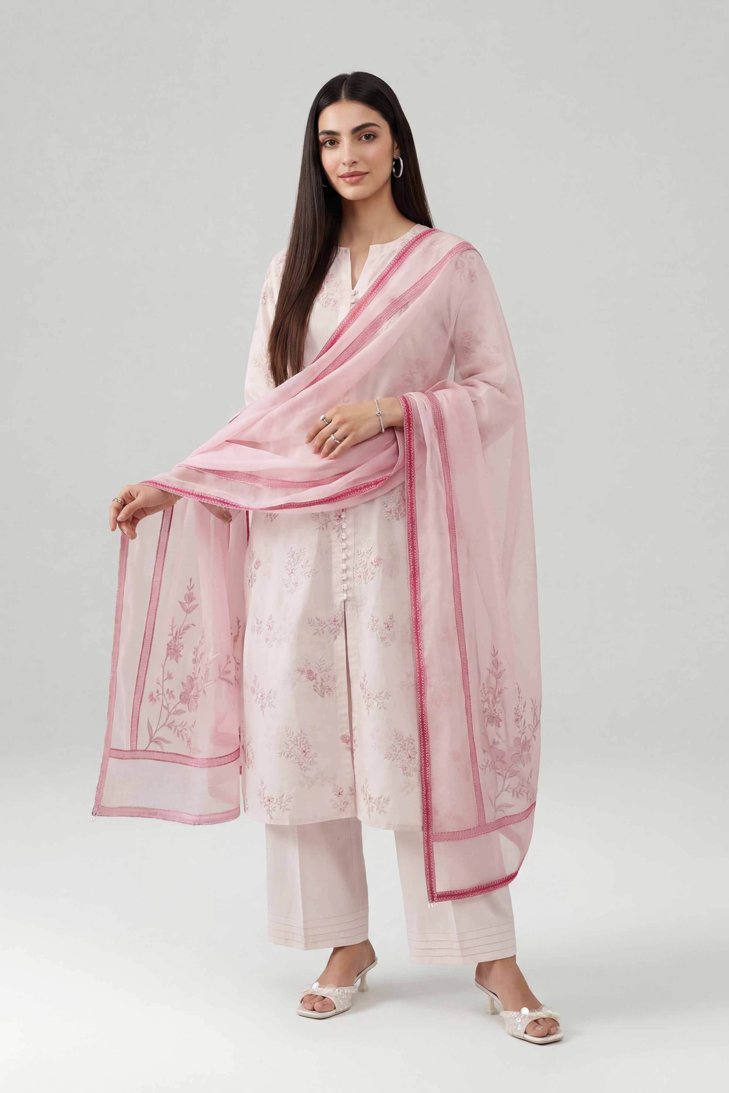 3 Piece - Printed Embroidered Suit - KFE26-107