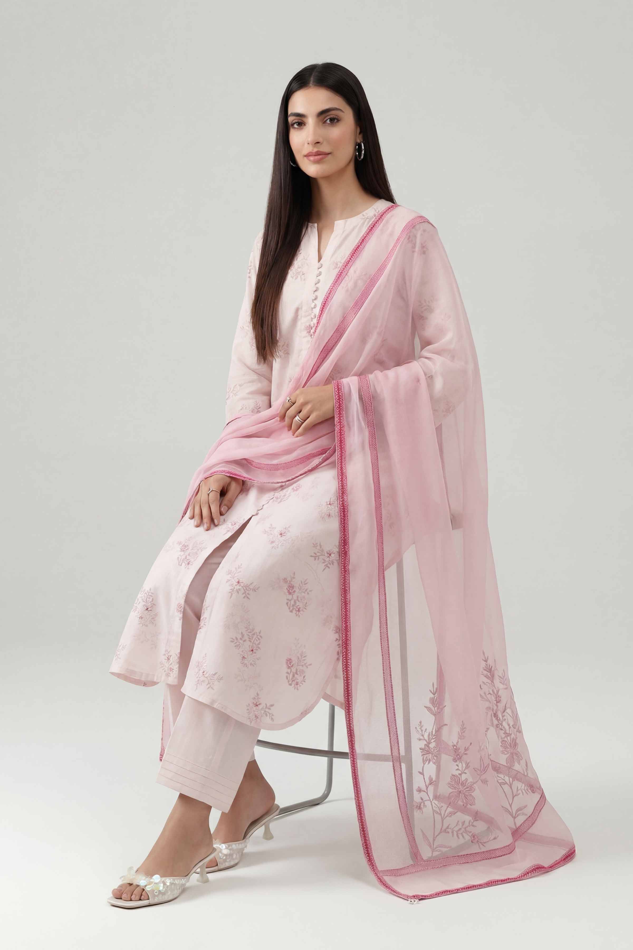 3 Piece - Printed Embroidered Suit - KFE26-107