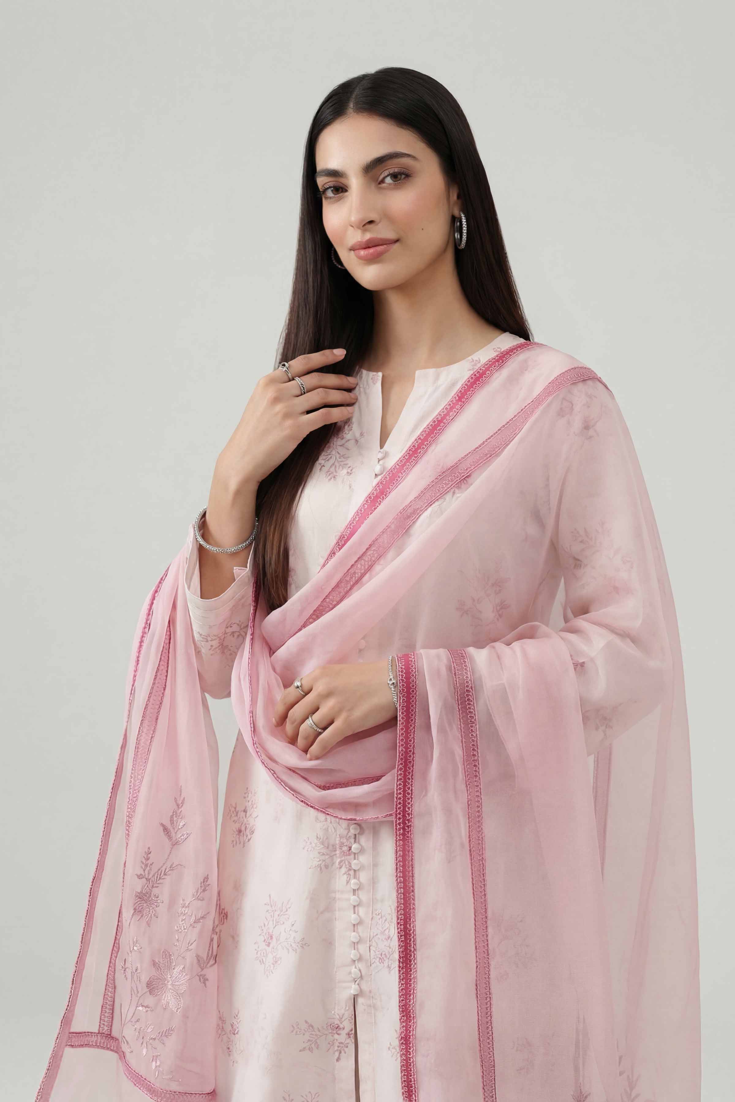 3 Piece - Printed Embroidered Suit - KFE26-107