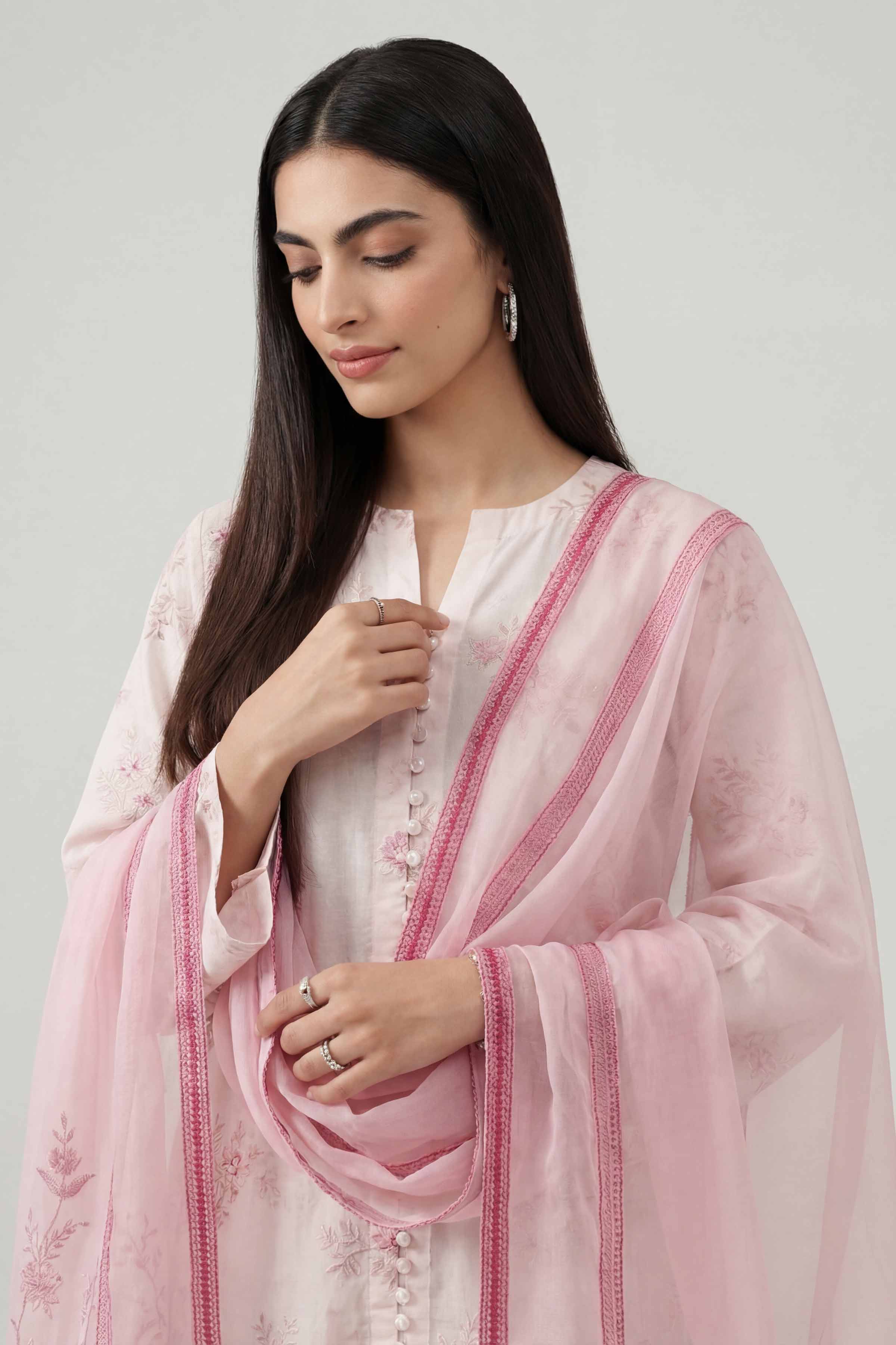 3 Piece - Printed Embroidered Suit - KFE26-107