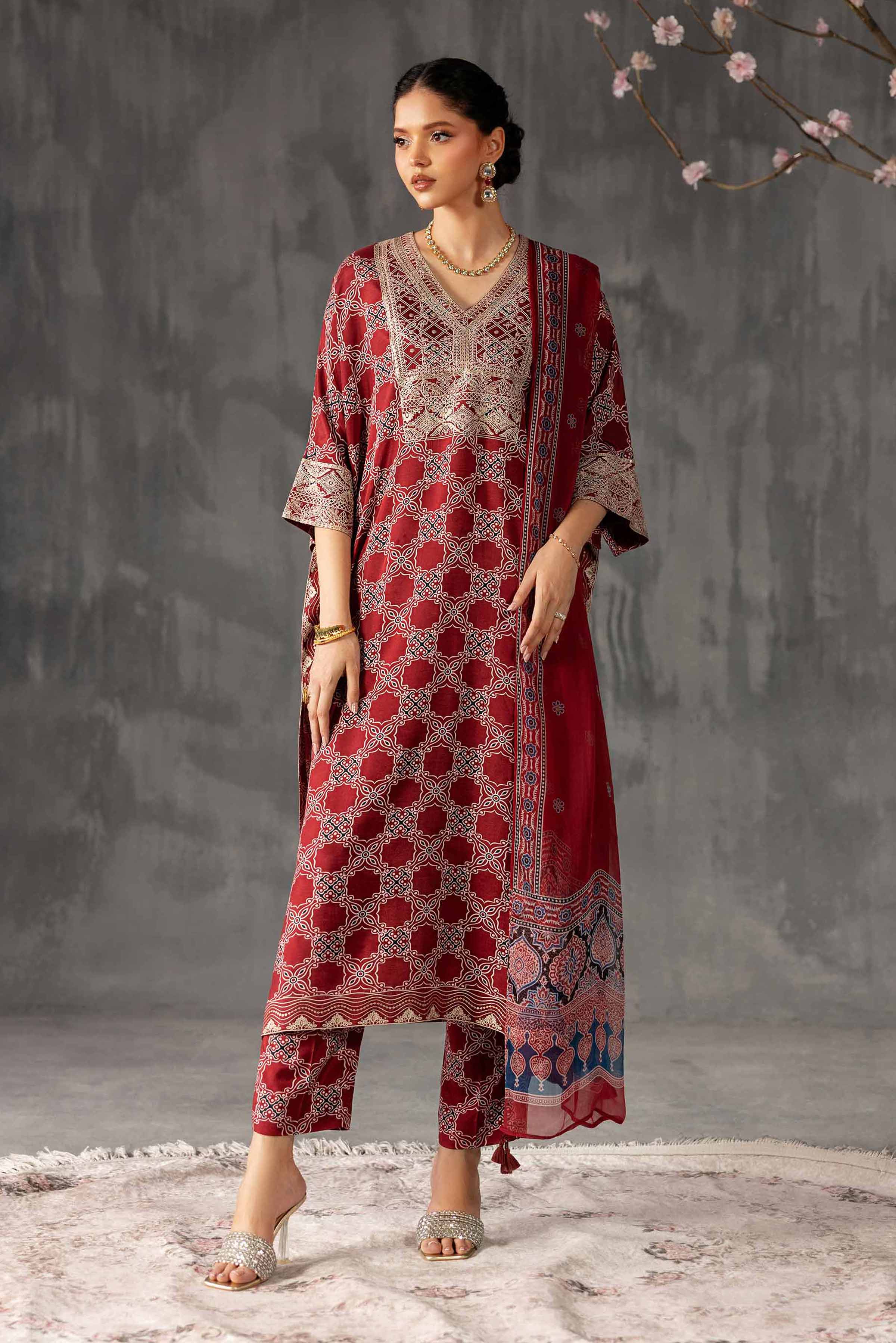 3 Piece - Printed Embroidered Suit - KFE26-108